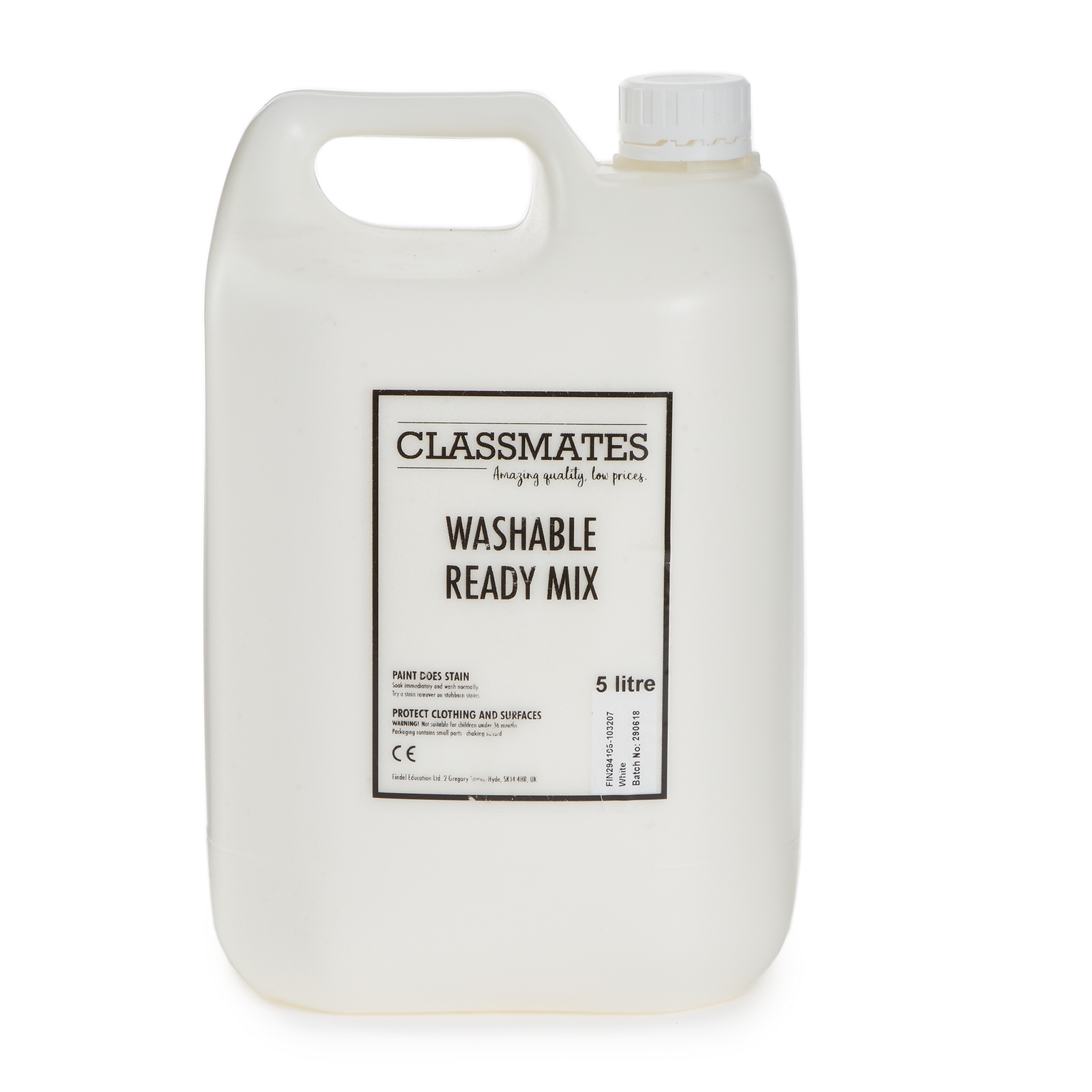 Classmates Washable White Ready Mixed Paint in White - 5 Litre - Each