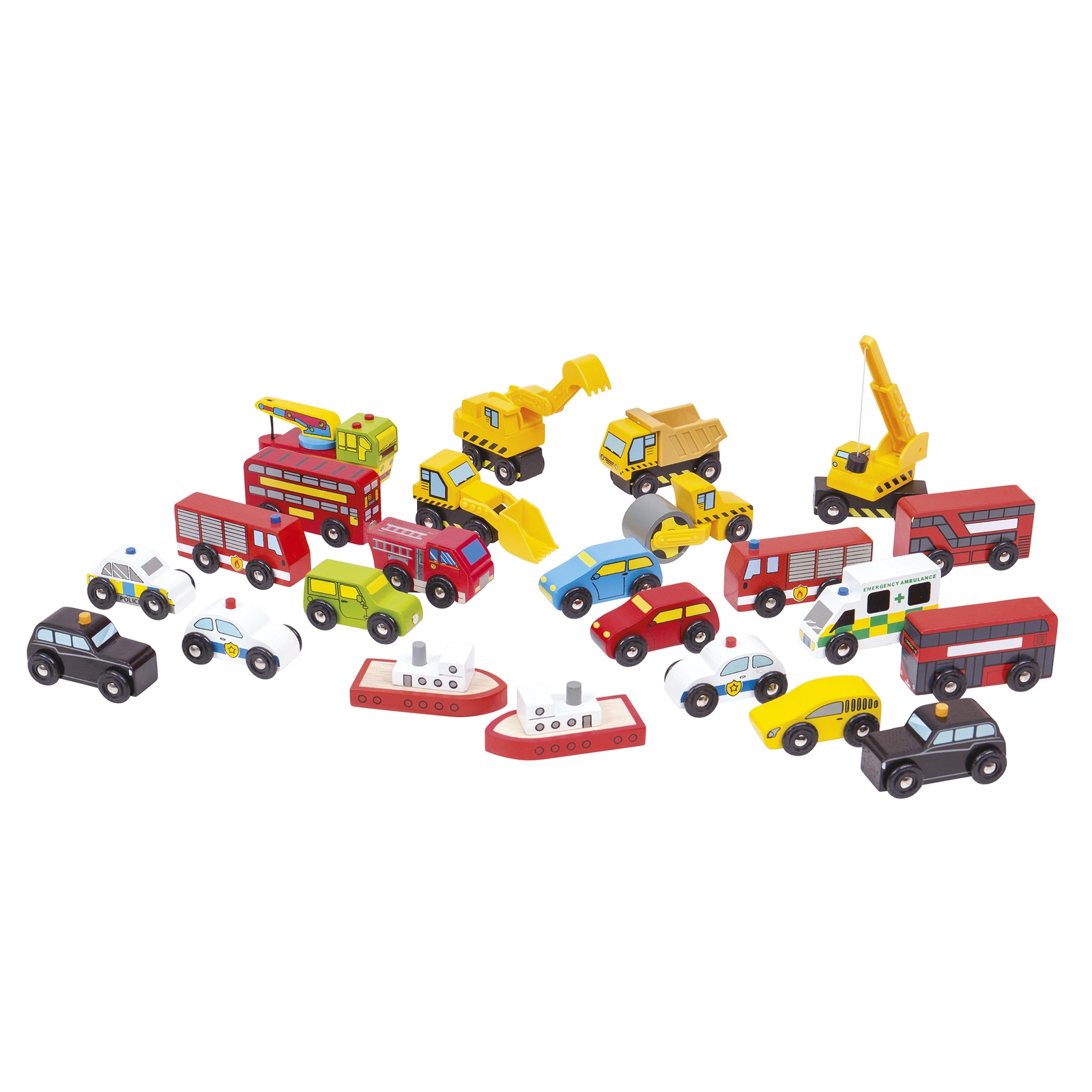 Bigjigs Toys Wooden Vehicle Assortment - Set x 24
