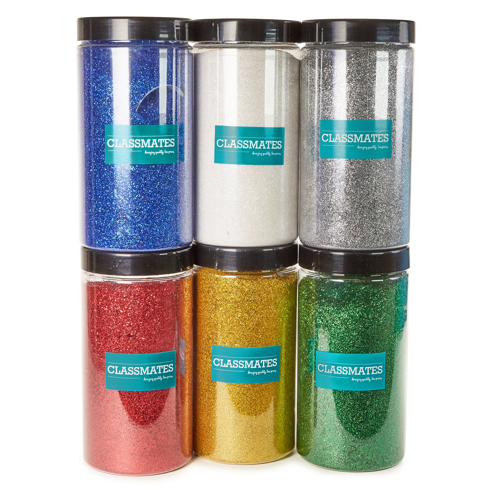 Classmates 1kg Glitter Tubs with Scoop - Assorted Pack of 6