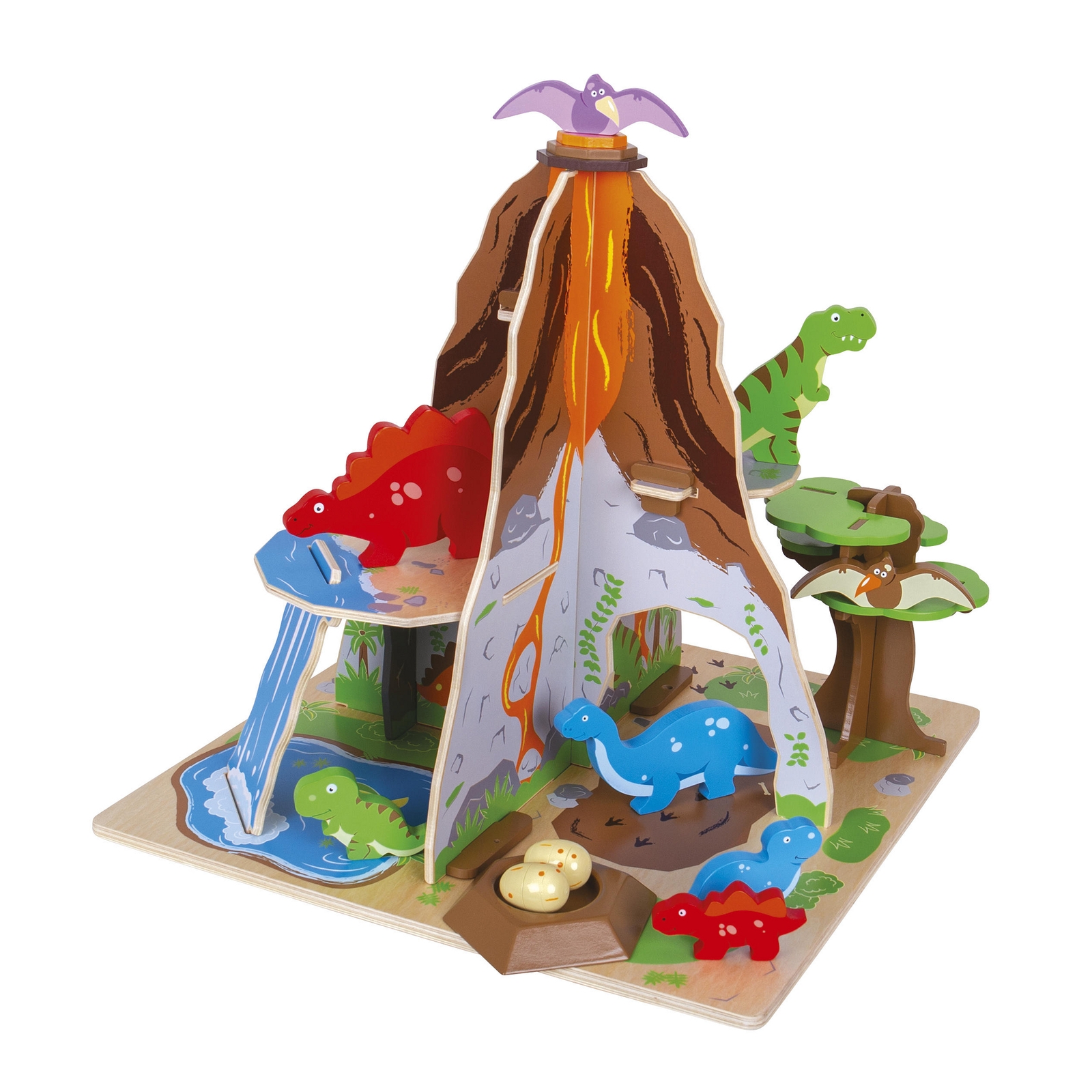 Bigjigs Toys Wooden Dinosaur Island - 480 x 100 x 480mm - Per Set