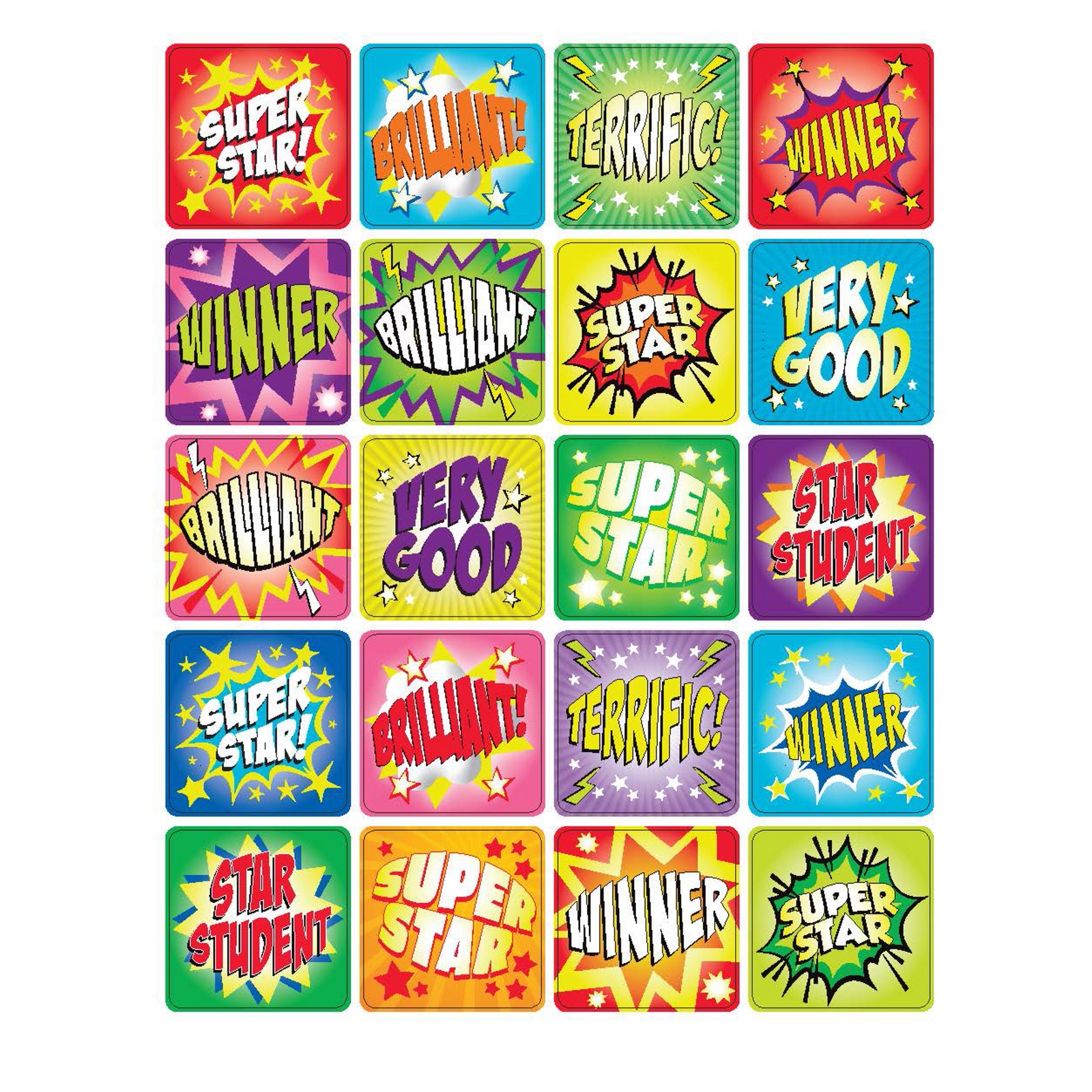 Star Square Stickers 25mm