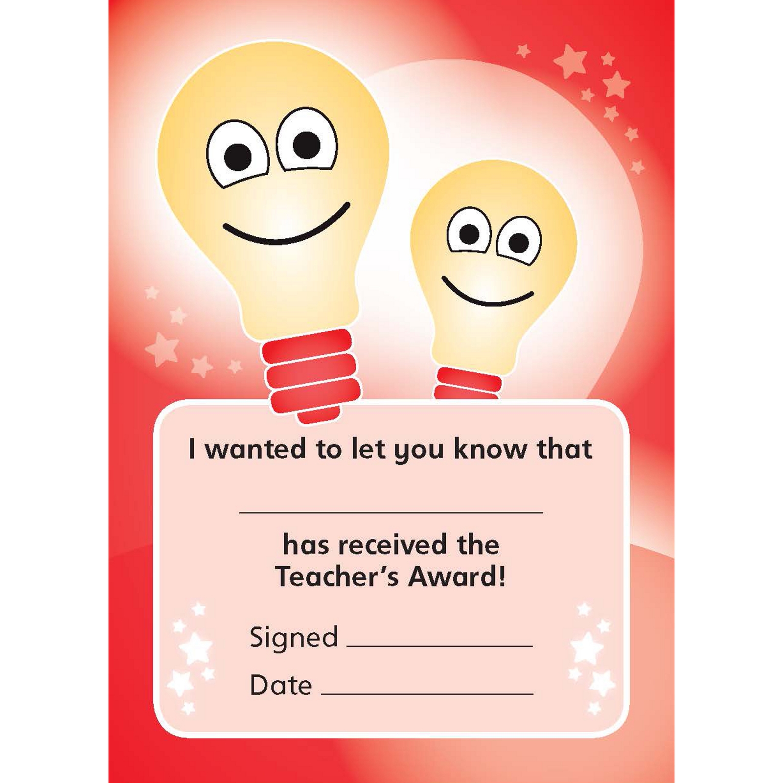 'Teachers Award' Reward Notes