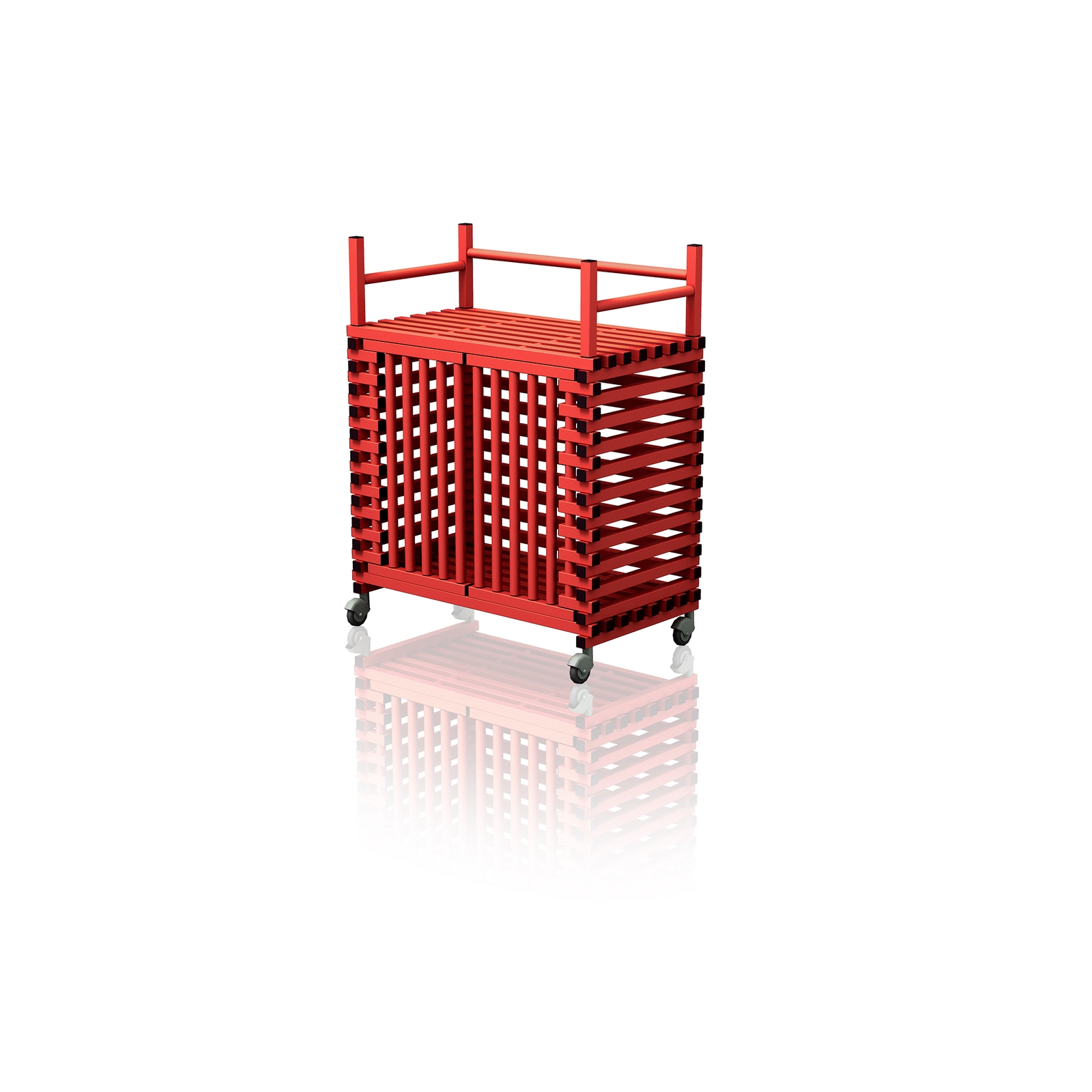 Equipment Trolley With Top Rack Red