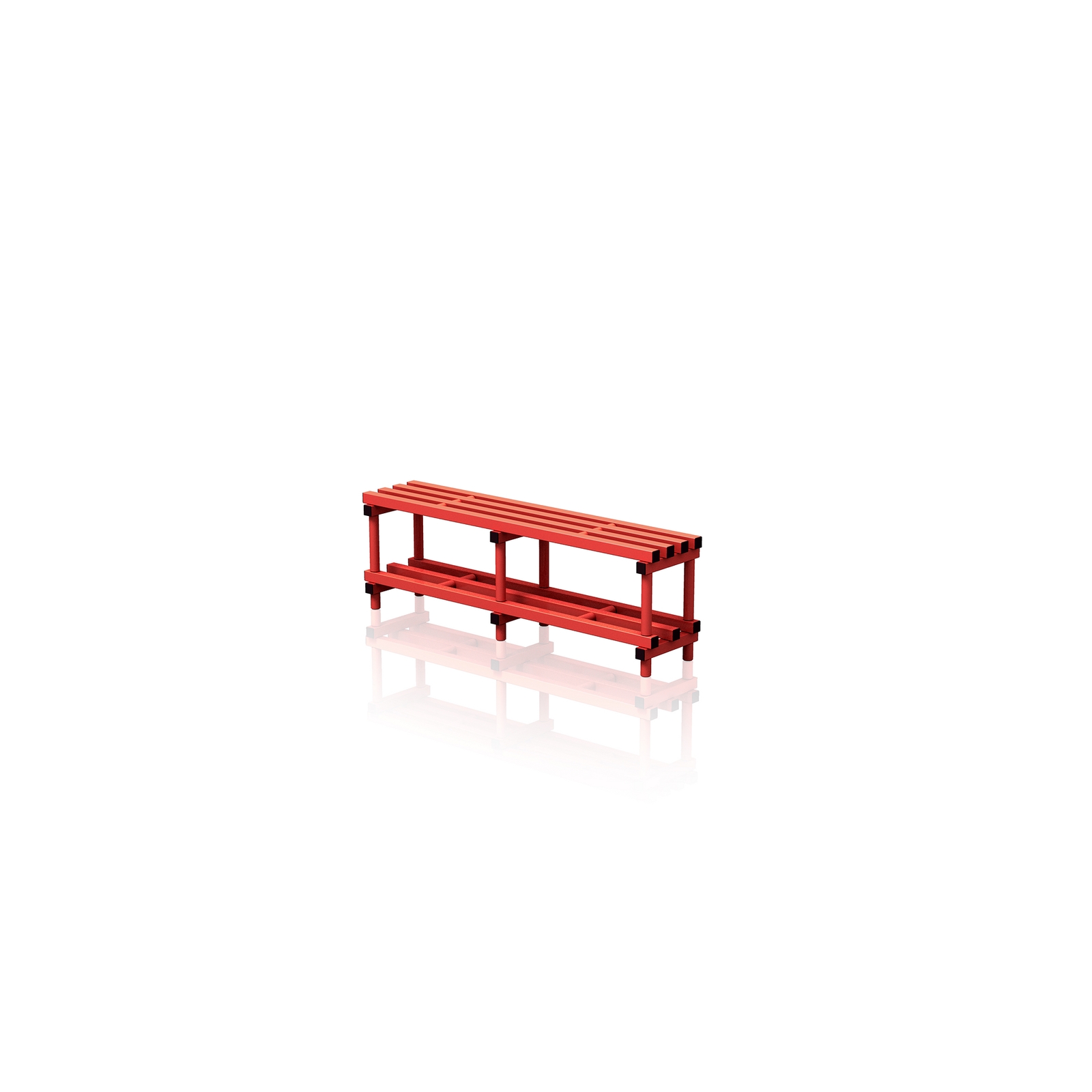 Bench With Bottom Shelf Medium Red