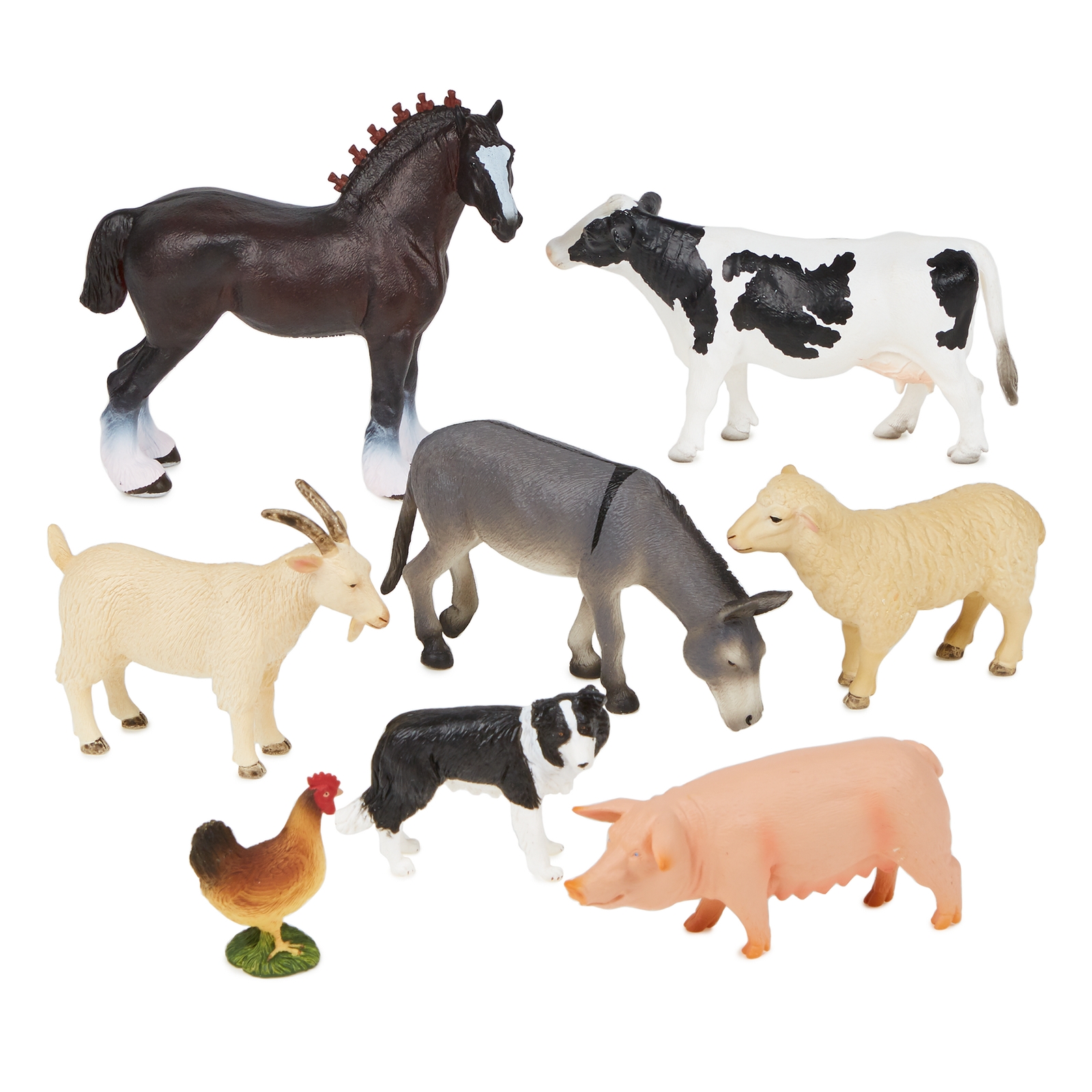 Farm Animals - Largest 13 x 4.5 x 12cm - Assorted - Set of 8