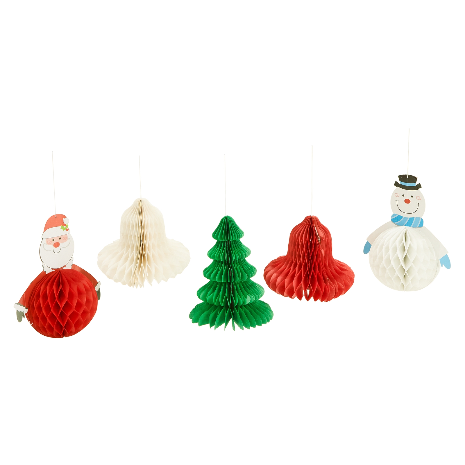 Christmas Honeycomb Decorations Pack of 5