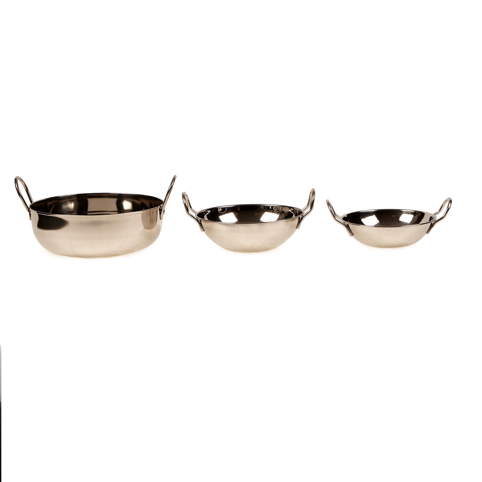 Metal Balti Dishes Assort Sizes Pk 3