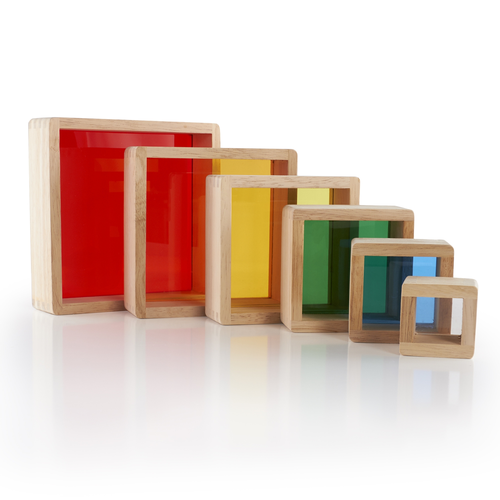 Guidecraft Stacking Rainbow Pyramid - Assorted - Pack of 6