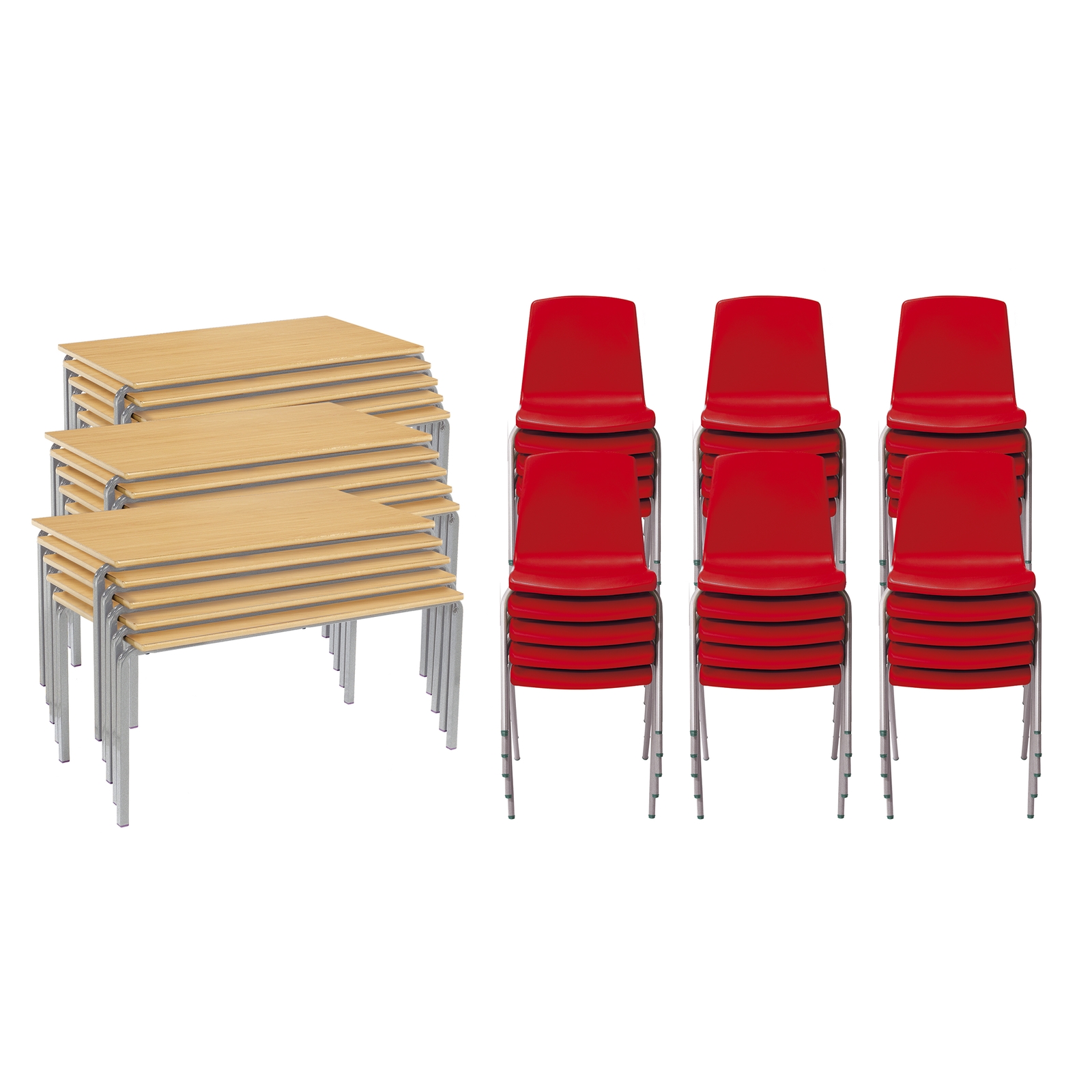 CM 15FW Bch Tables 30 Red Chairs 11-14yr