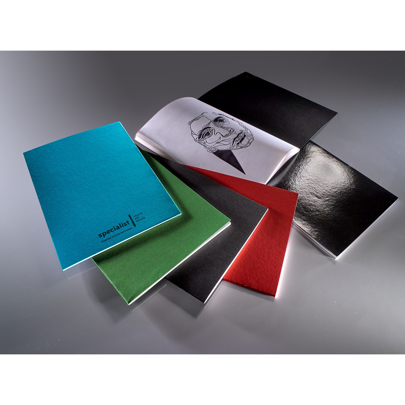 Specialist Crafts Standard Stapled Sketchbooks - Black Laminated Pack x10