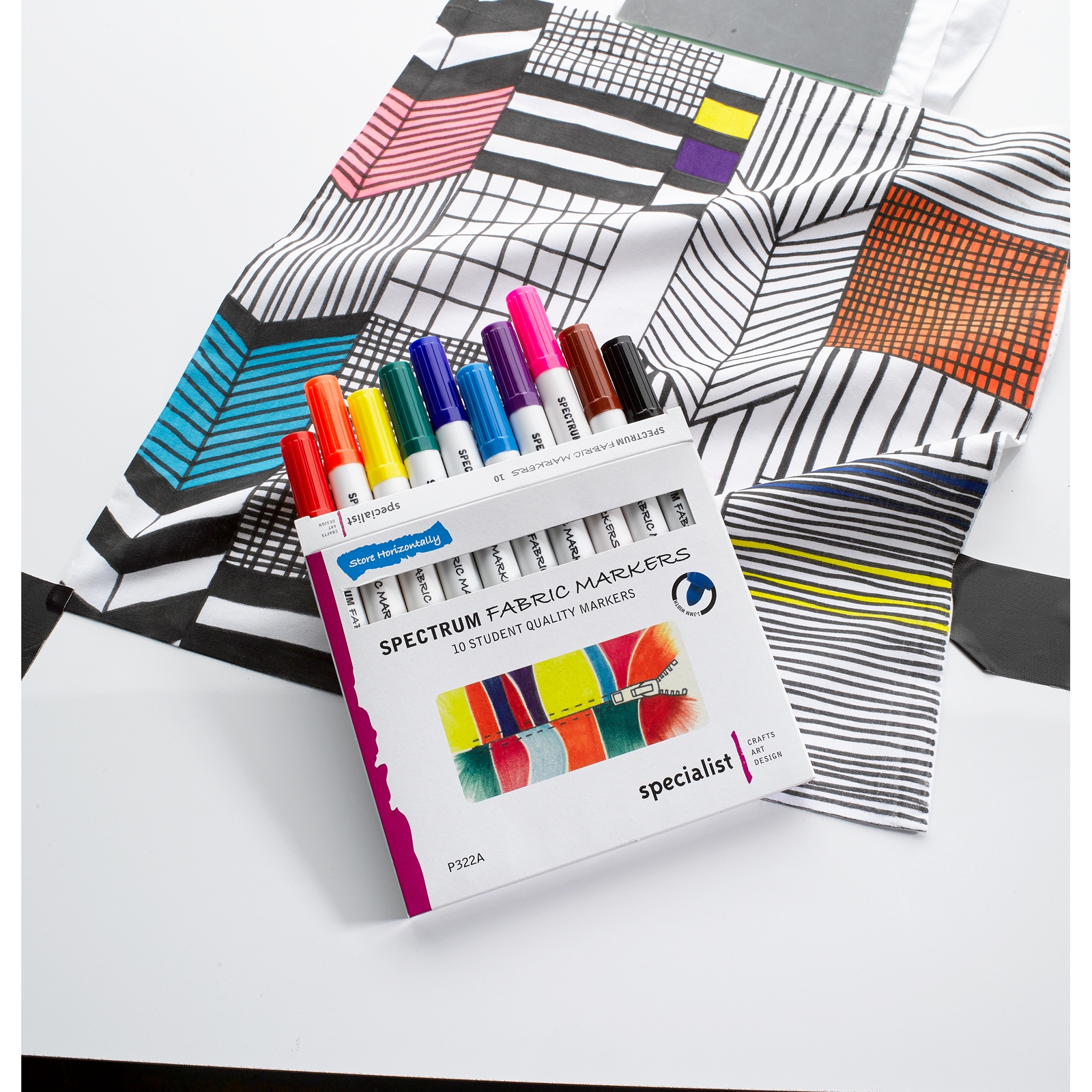 Specialist Crafts Fabric Markers - Assorted - Pack of 10