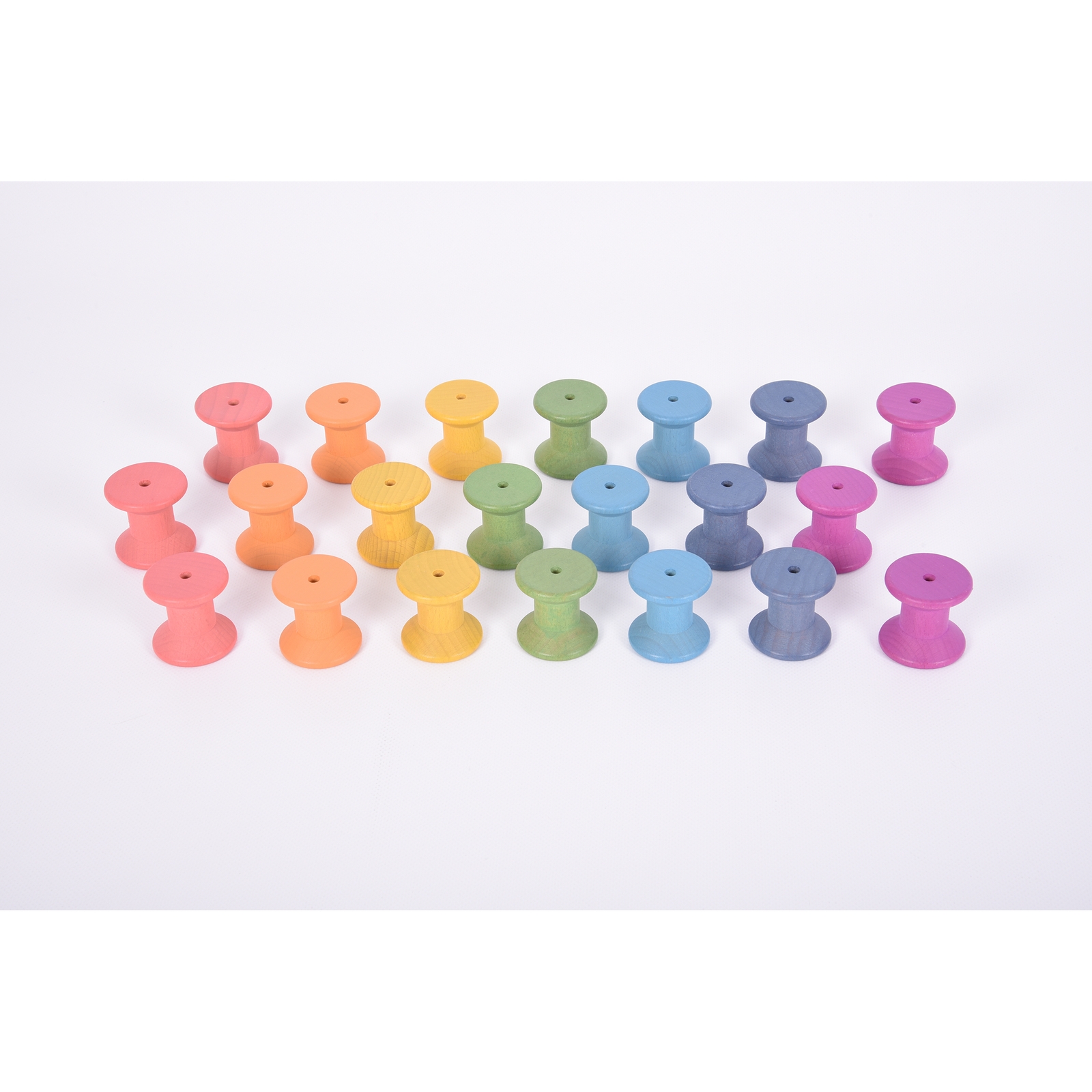 Rainbow Wooden Spools - Pack 21