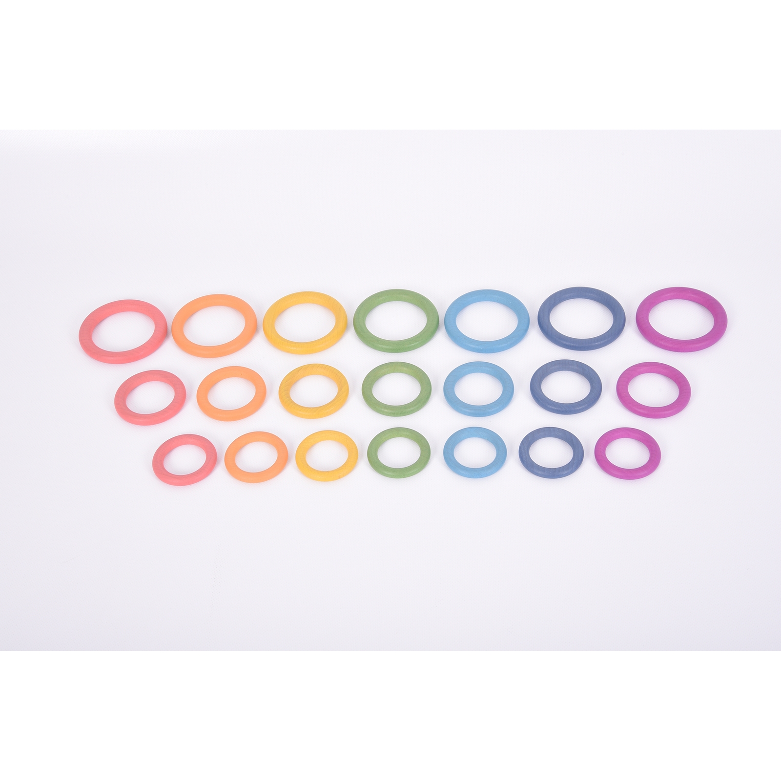 Rainbow Wooden Rings - Pack 21