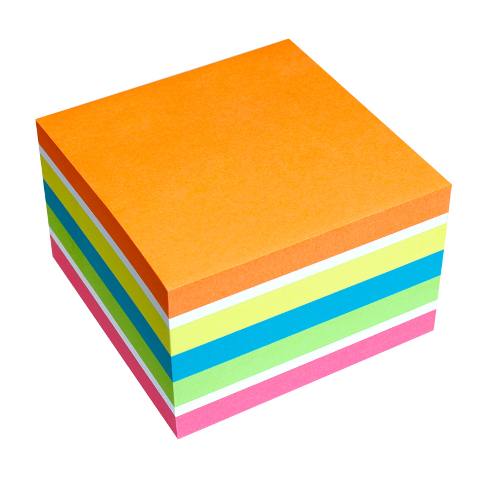 Neon Repositionable Sticky Notes Cube - 75 x 75mm - Assorted -  Pad of 450 Sheets - Each