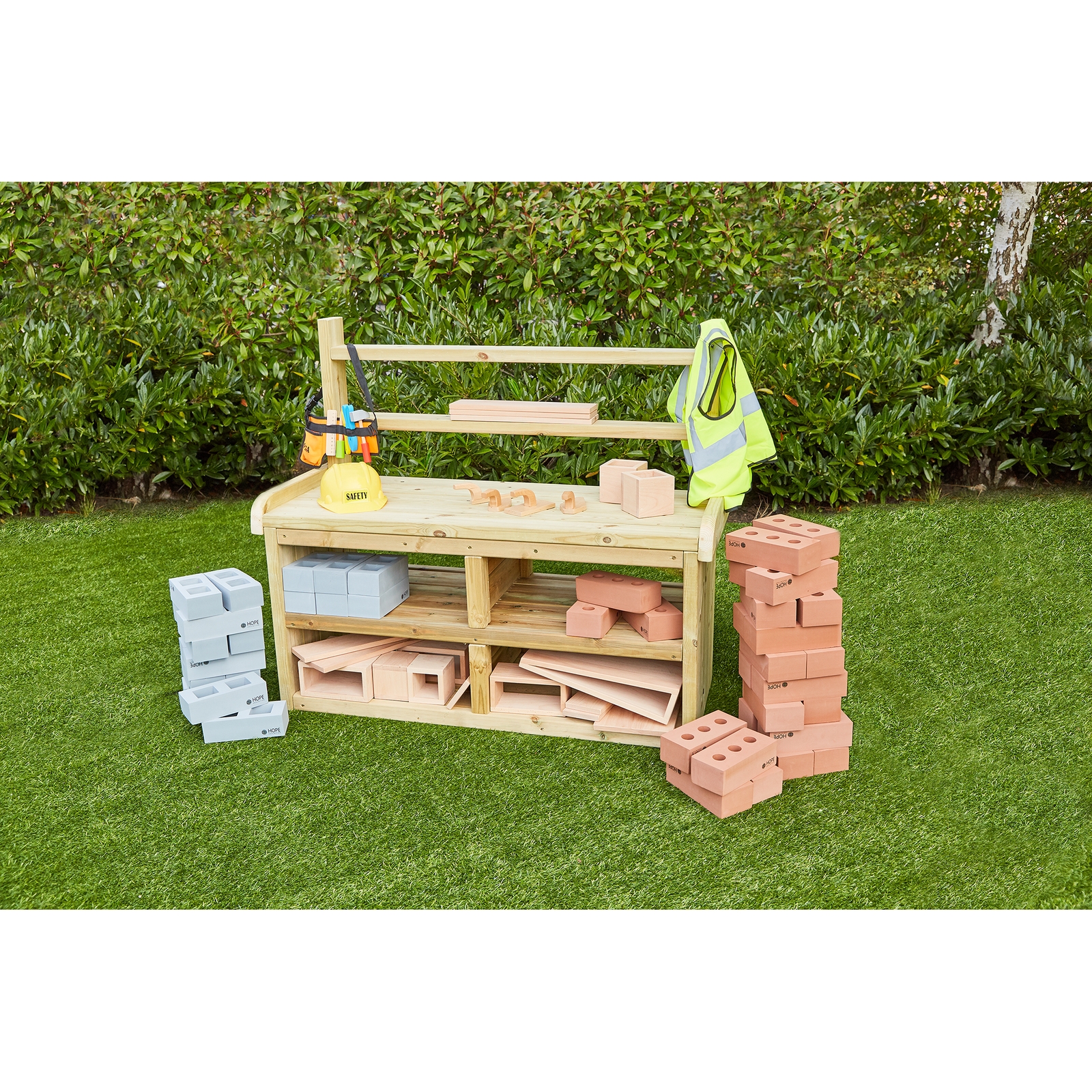 Outdoor Wooden Builders Work Bench - 119 x 48 x 102cm - Each