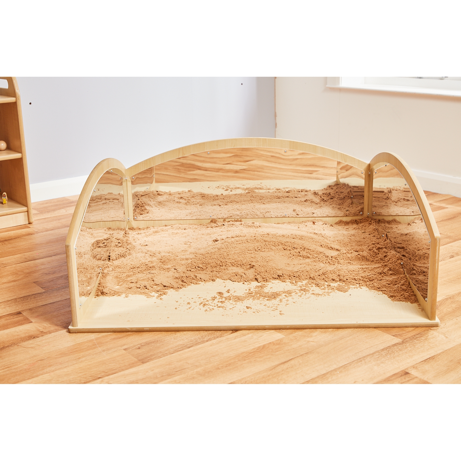 Wooden Crawl In Sand Box With Mirrors - 1010 x 1010 x 450mm - Each