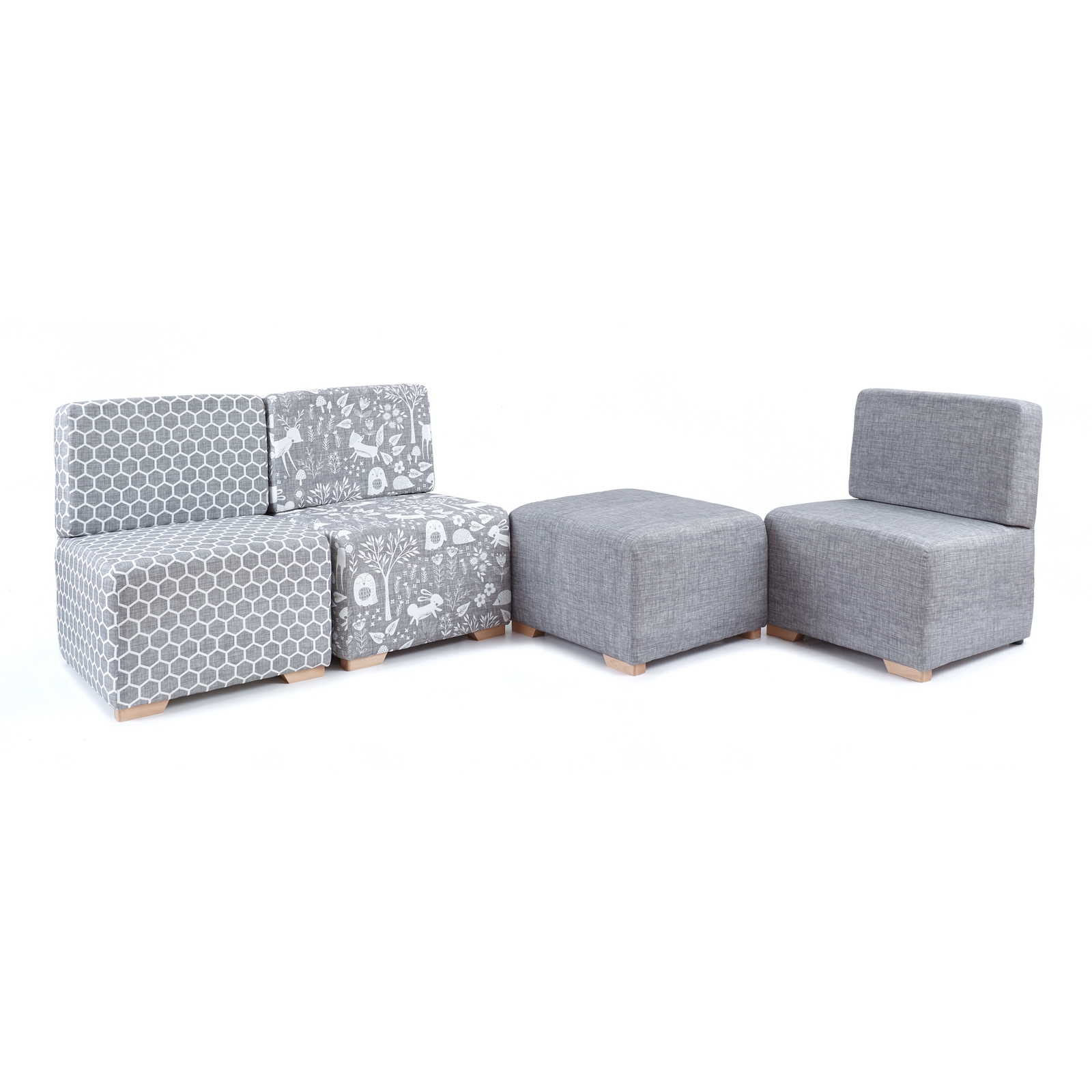 Corner Woodland Sofa Set Mod - Grey