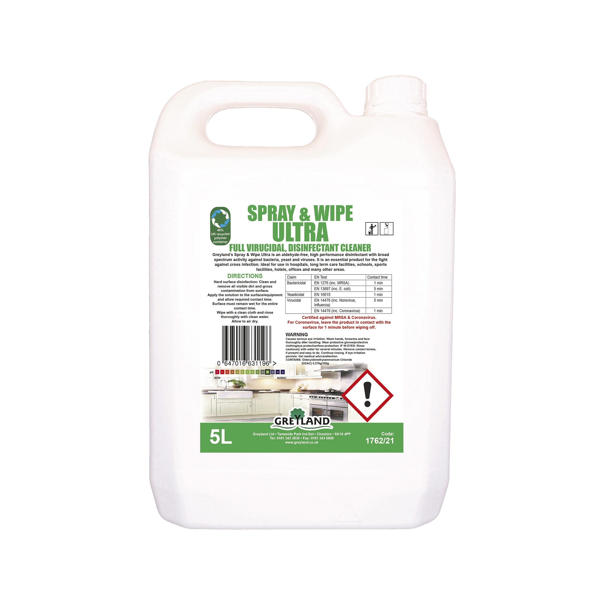 Greyland Spray and Wipe Virucidal Cleaner 5 Litres (Pack of 2)