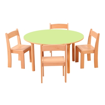 Green Round Table H46 With 4 Chairs, Green Round Table