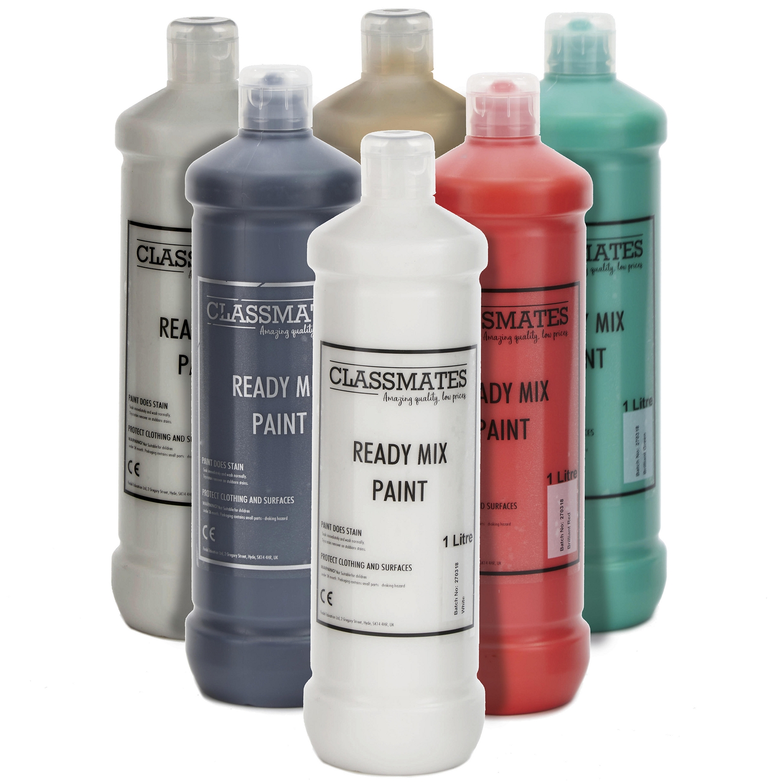 Classmates Christmas Paint - 1 Litre - Assorted - Pack of  6