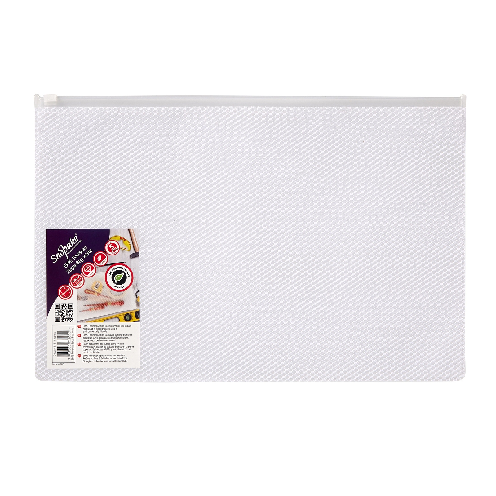 Snopake EPPE Mesh Zippa-Bags White Foolscap - Pack of 5