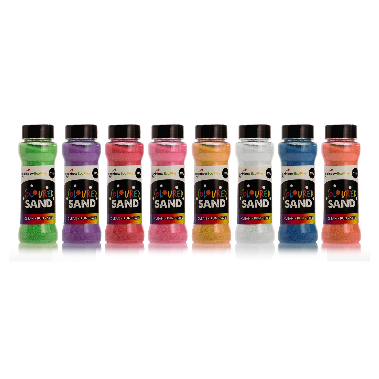 Eco-Friendly Coloured Sand Shakers - 220g - Assorted - Pack of 8