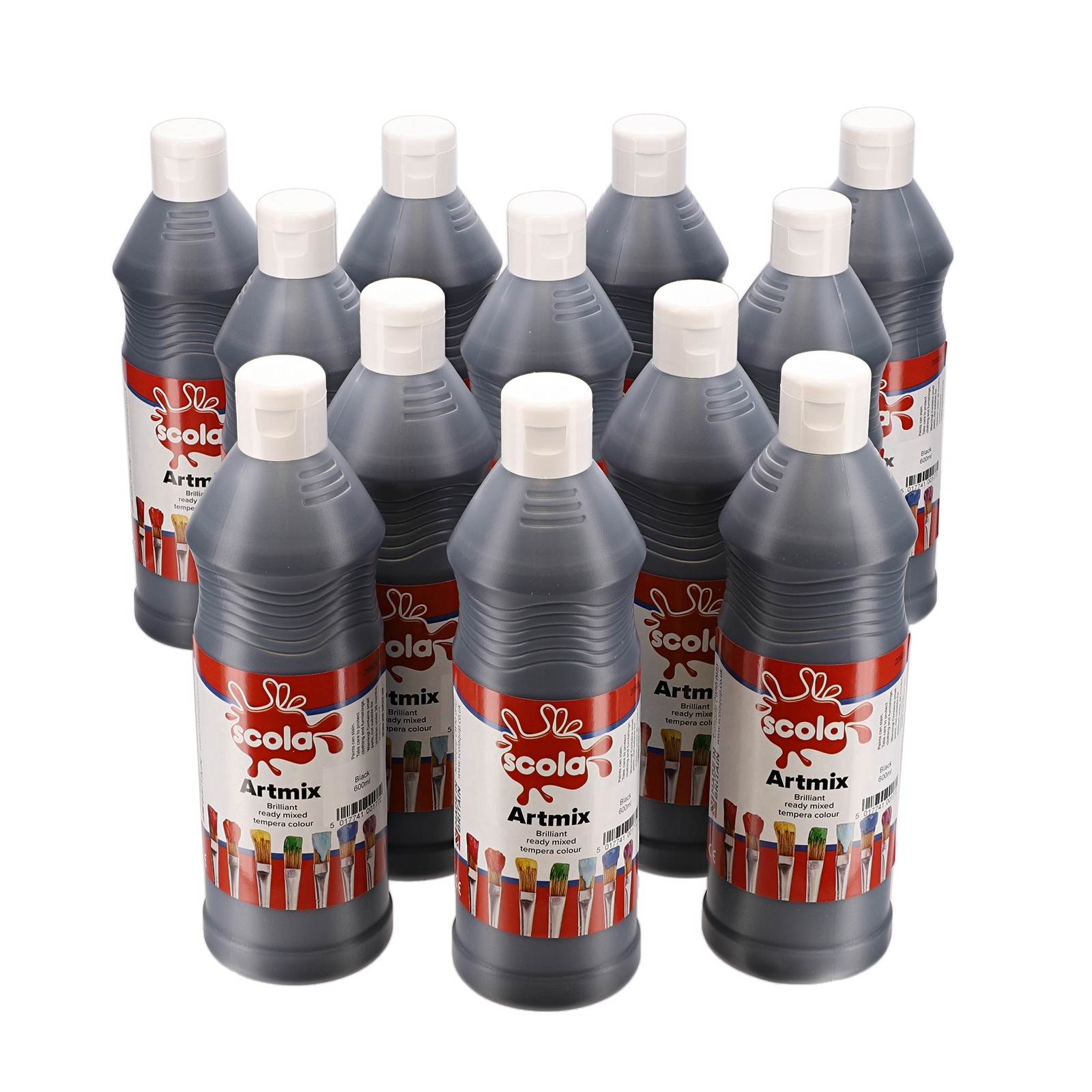 Scola Black Artmix Ready Mixed Paint - 600ml - Pack of 12