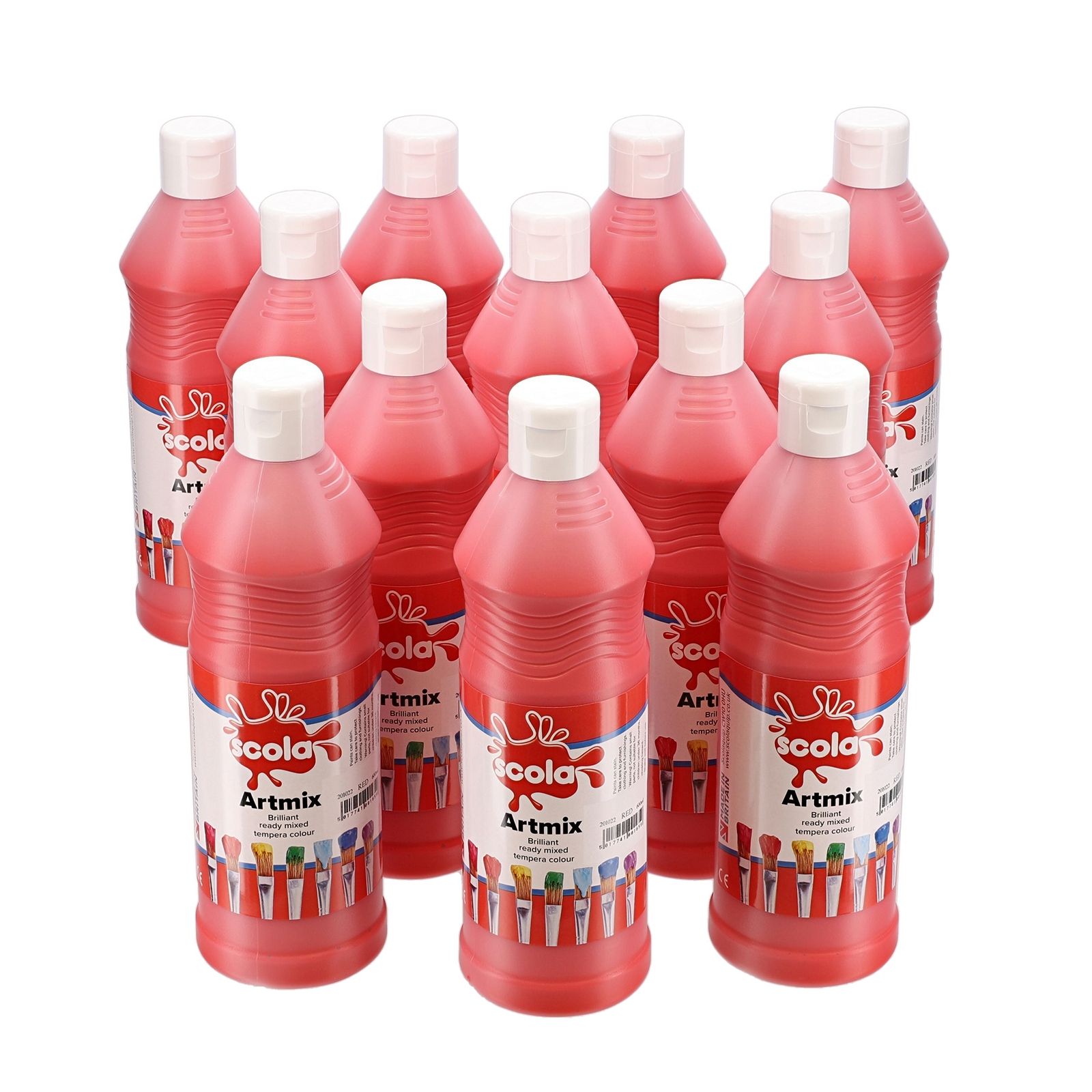 Scola Brilliant Red Artmix Ready Mixed Paint - 600ml - Pack of 12