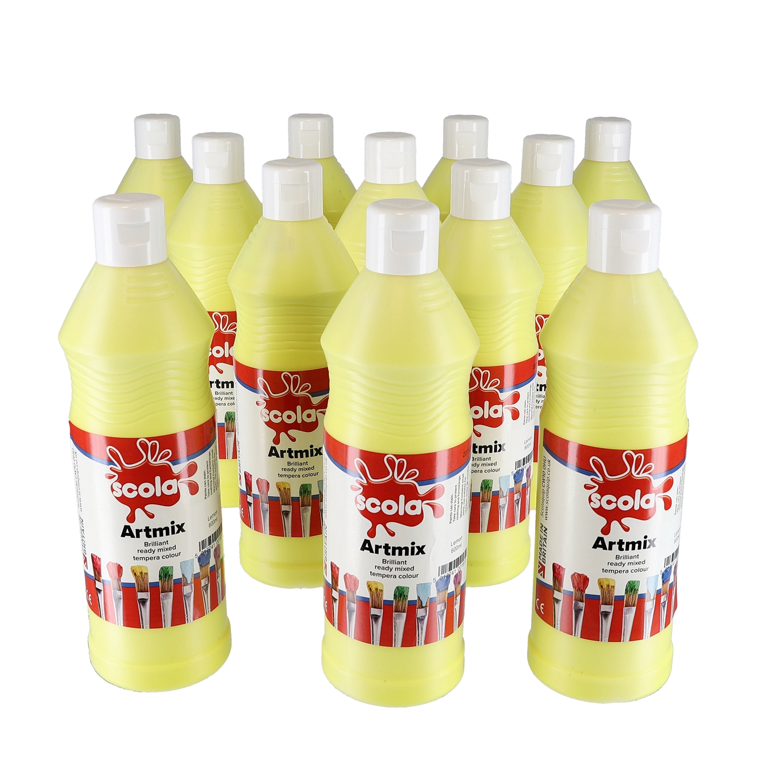 Scola  Lemon Yellow Artmix Ready Mixed Paint - 600ml - Pack of 12