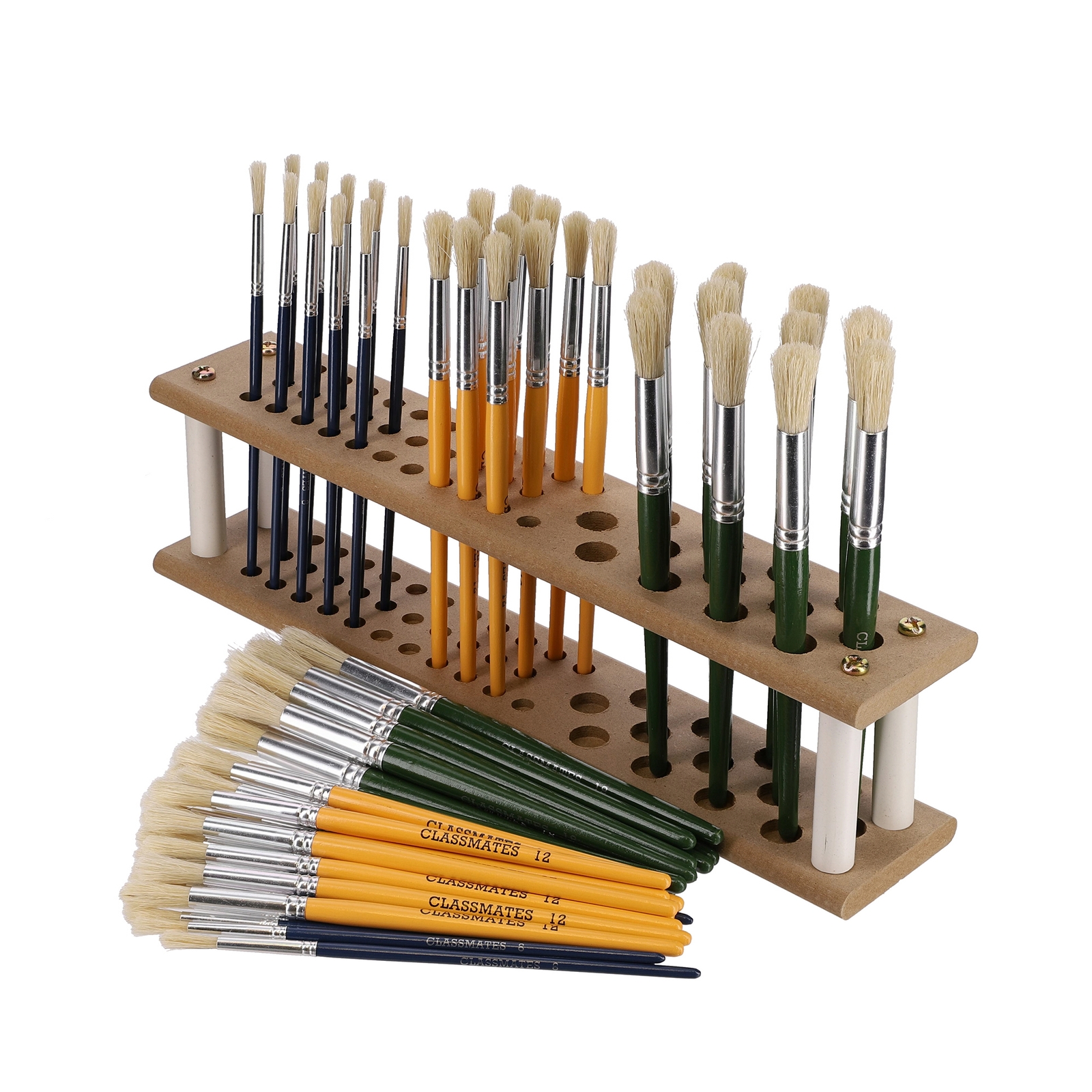 Hog Hair Stubby Brushes with free Holder **FREE WOODEN BRUSH HOLDER**