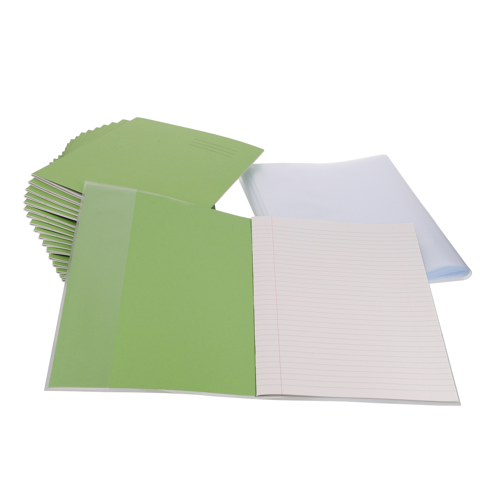 Classmates Light Green A4 Exercise Book 32-Page, 8mm Ruled With Margin Pack of 100 & Clear A4 Book Covering Pack of 100 **BUNDLE OFFER - SAVE UP TO