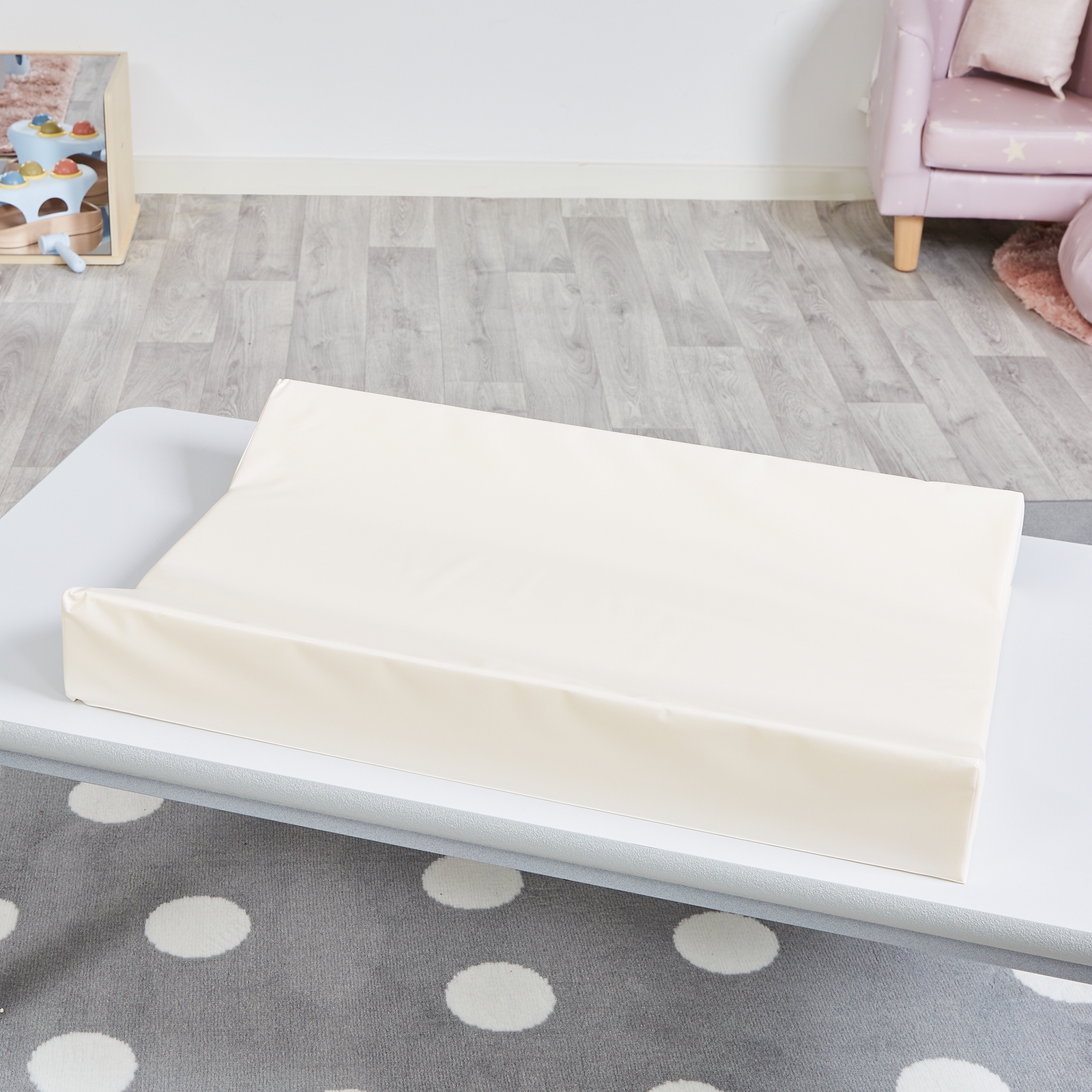 Cream Wedge Changing Mat