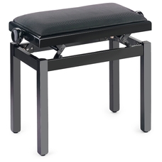 Stagg PBF39 height adjustable piano stool - Polished black, with black dralon seat