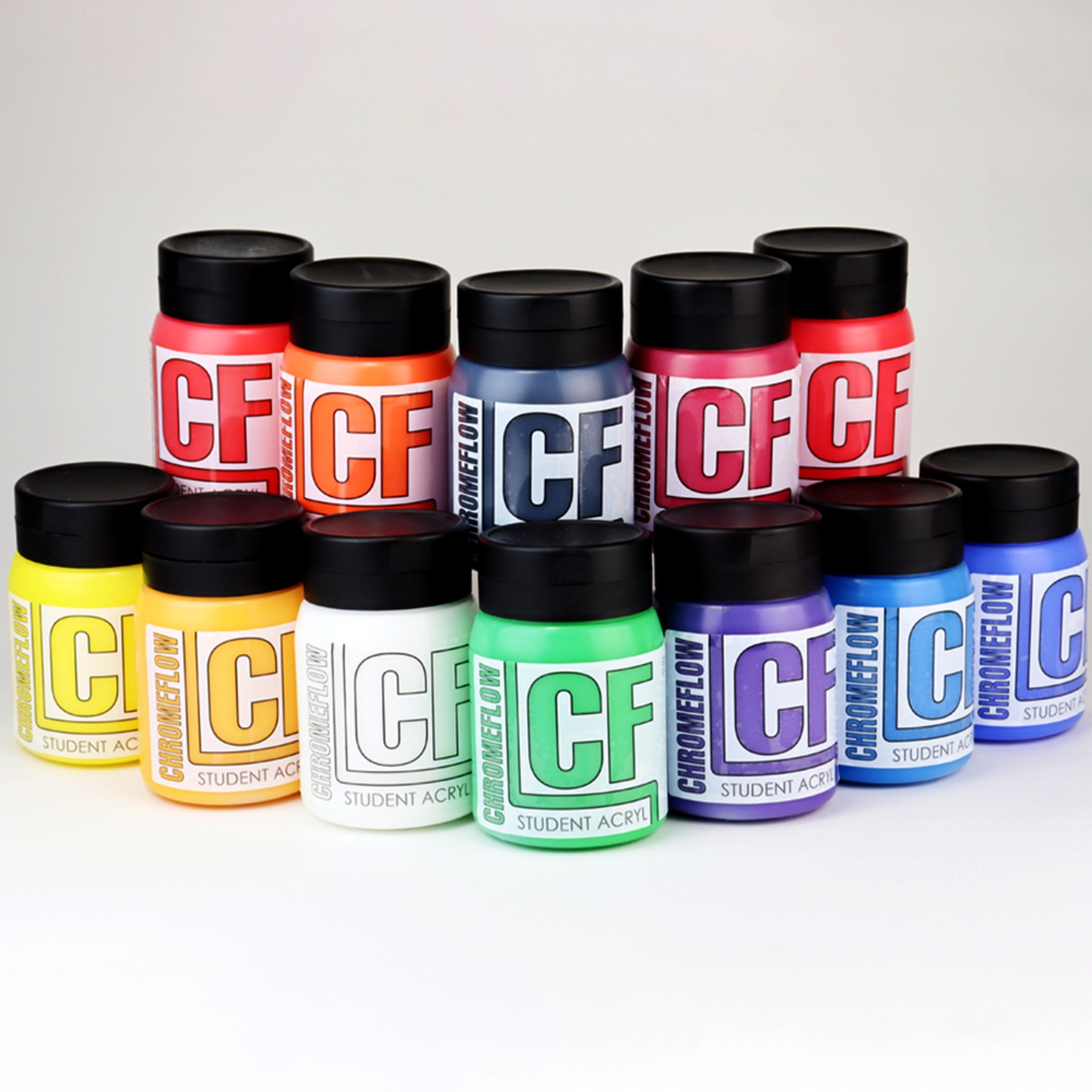 Chromeflow CF Student Acryl Paint - 500ml - Assorted - Pack of 12