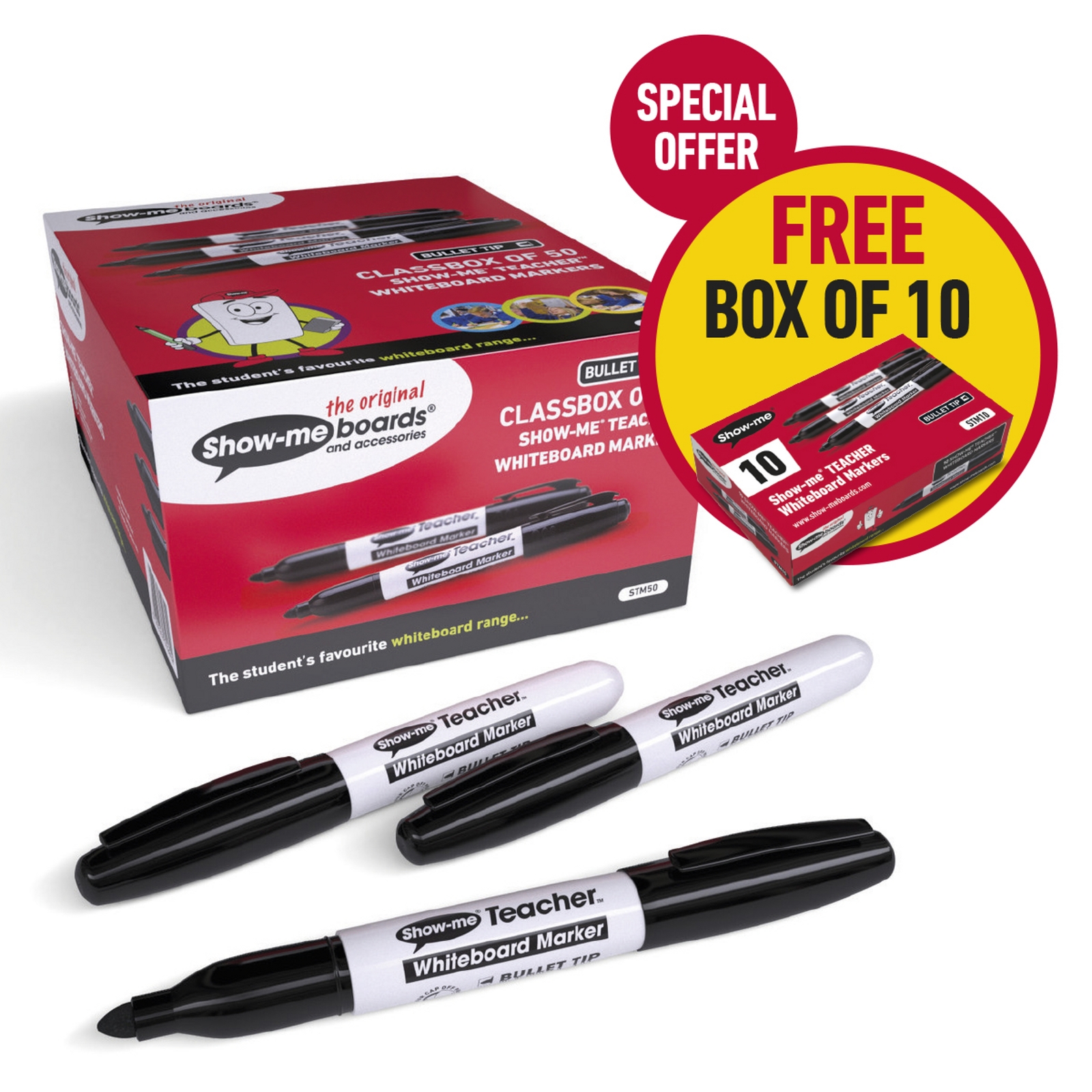 Show-me Teacher Marker Pens Blk P50 10