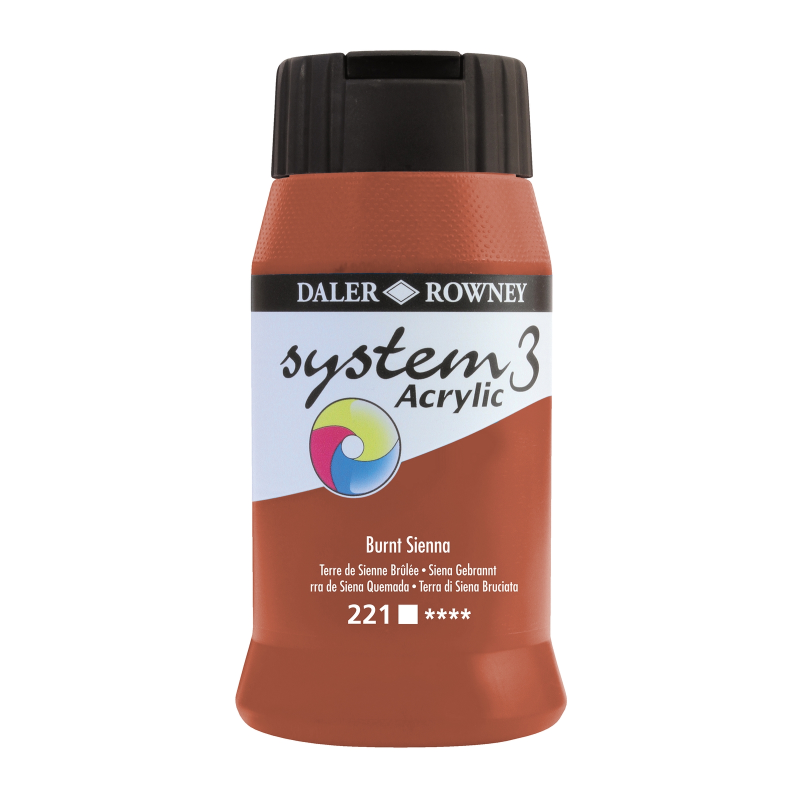 Daler-Rowney System3 Burnt Sienna Acrylic Paint - 500ml - Each