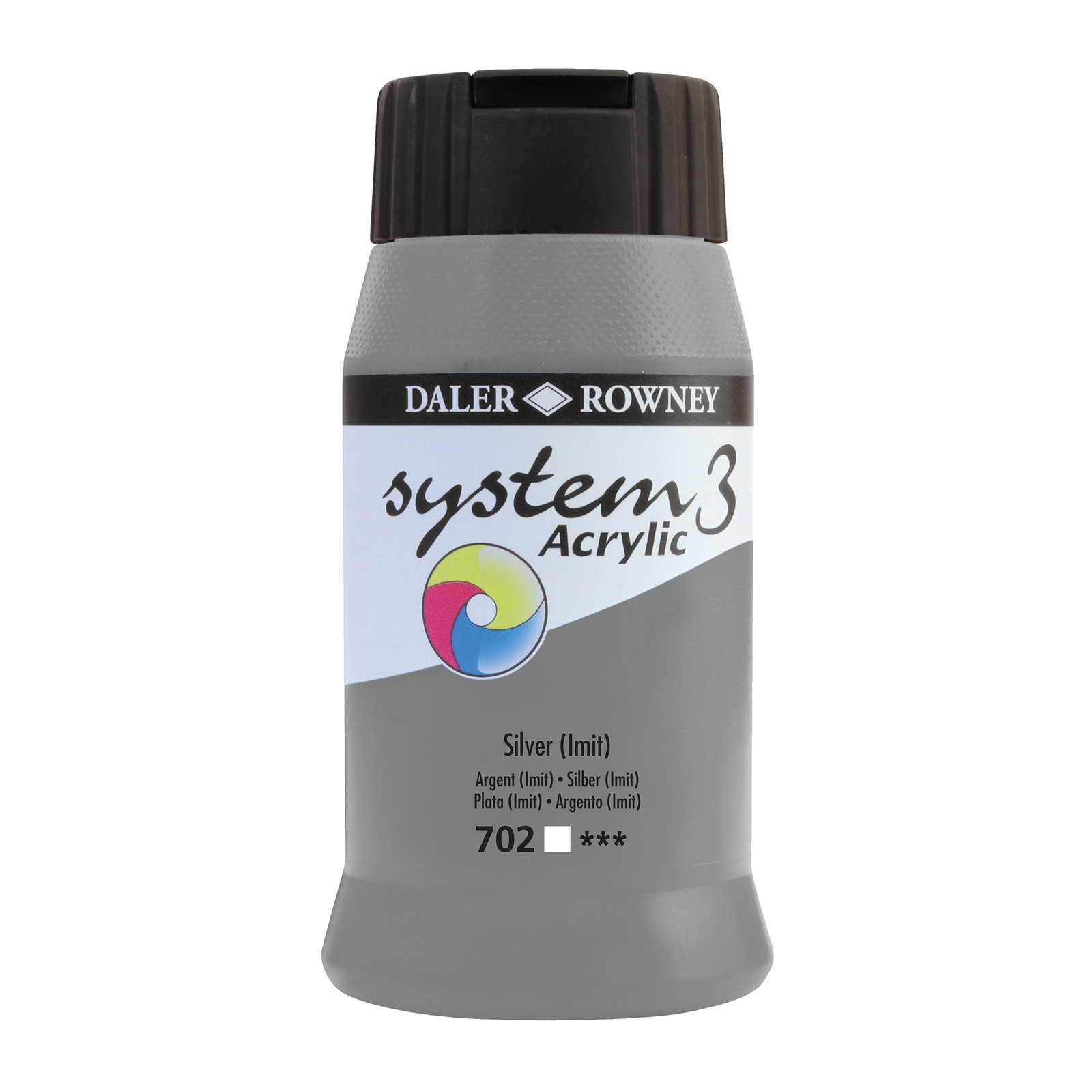 Daler-Rowney System3 Silver Acrylic Paint - 500ml - Each