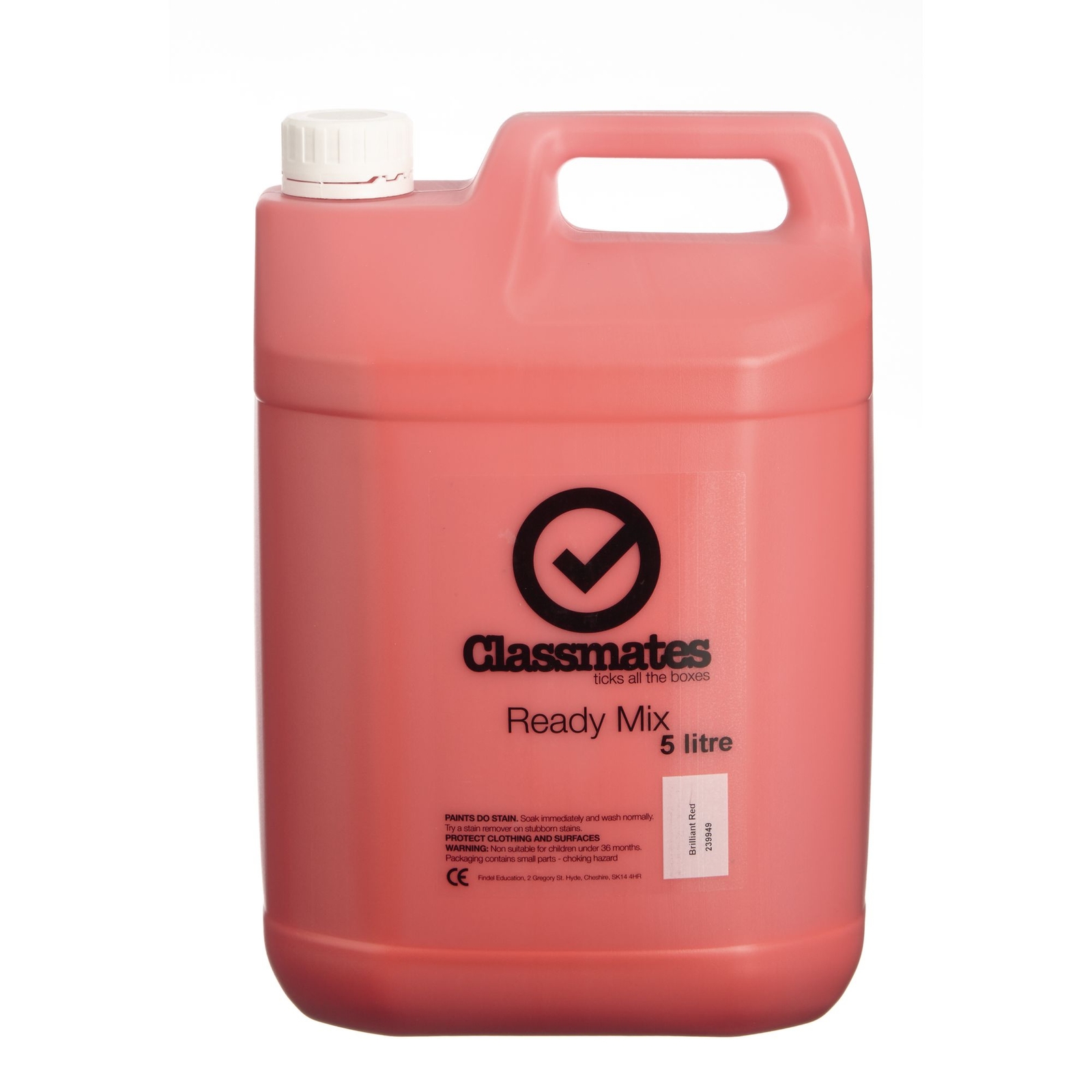 Classmates Ready Mixed Paint in Brilliant Red 5 Litre Bottle GLS