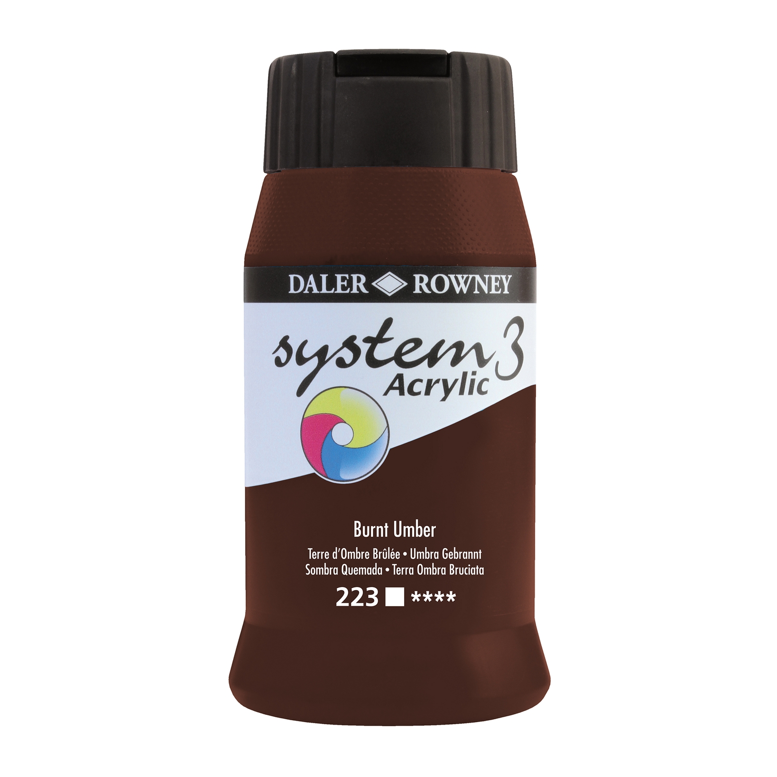 Daler-Rowney System3 Burnt Umber Acrylic Paint - 500ml - Each