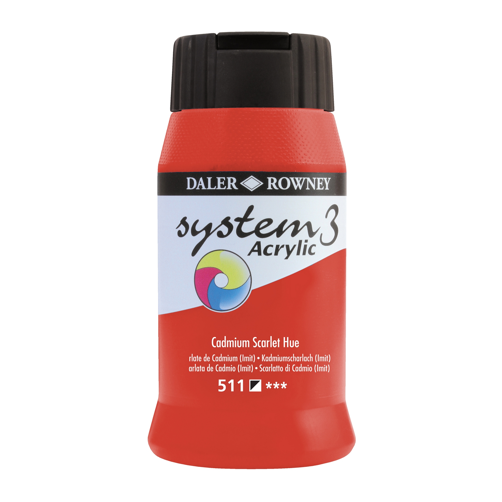 Daler-Rowney System3 Cadmium Scarlet Acrylic Paint - 500ml - Each