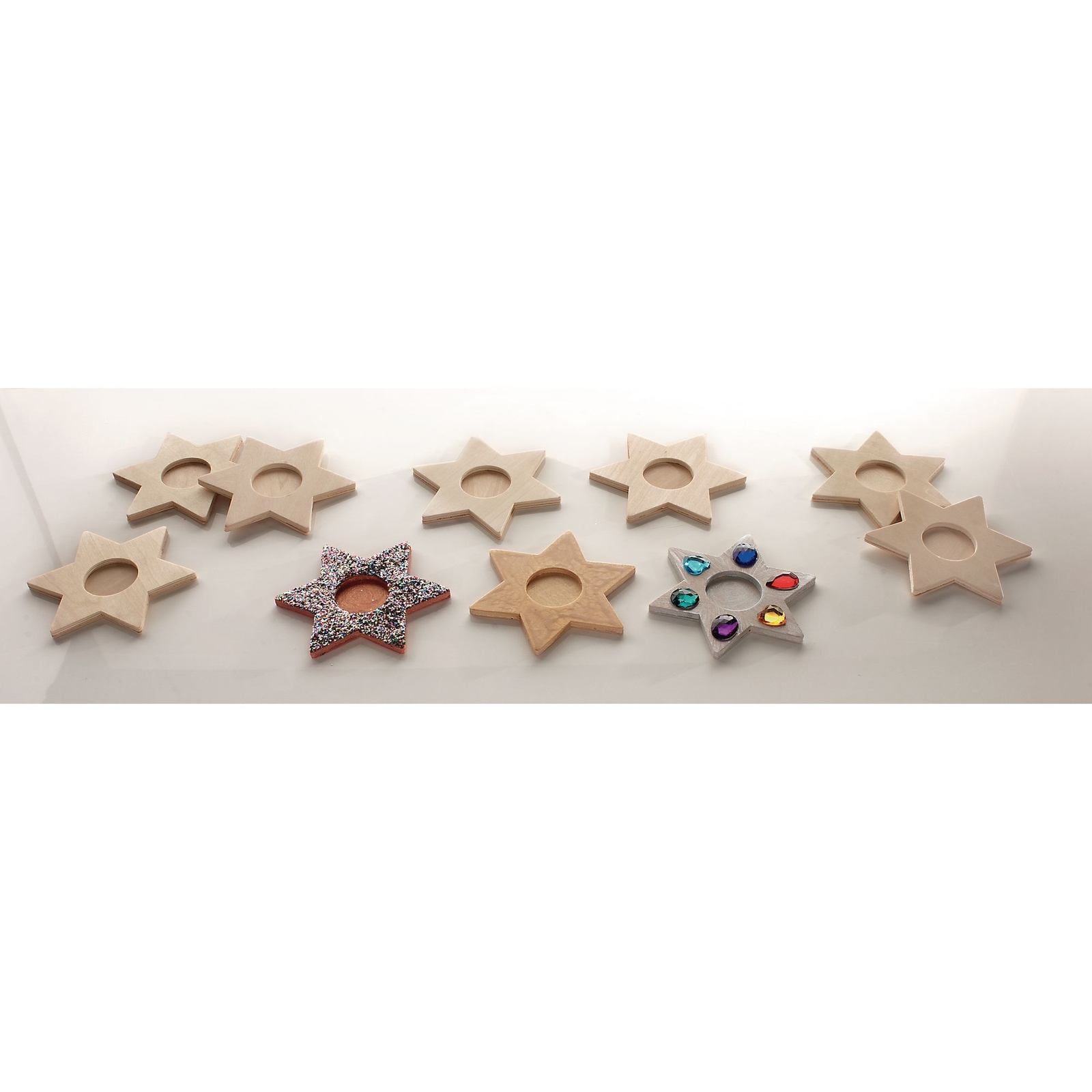 Wooden Tealight Stars Pack of 10