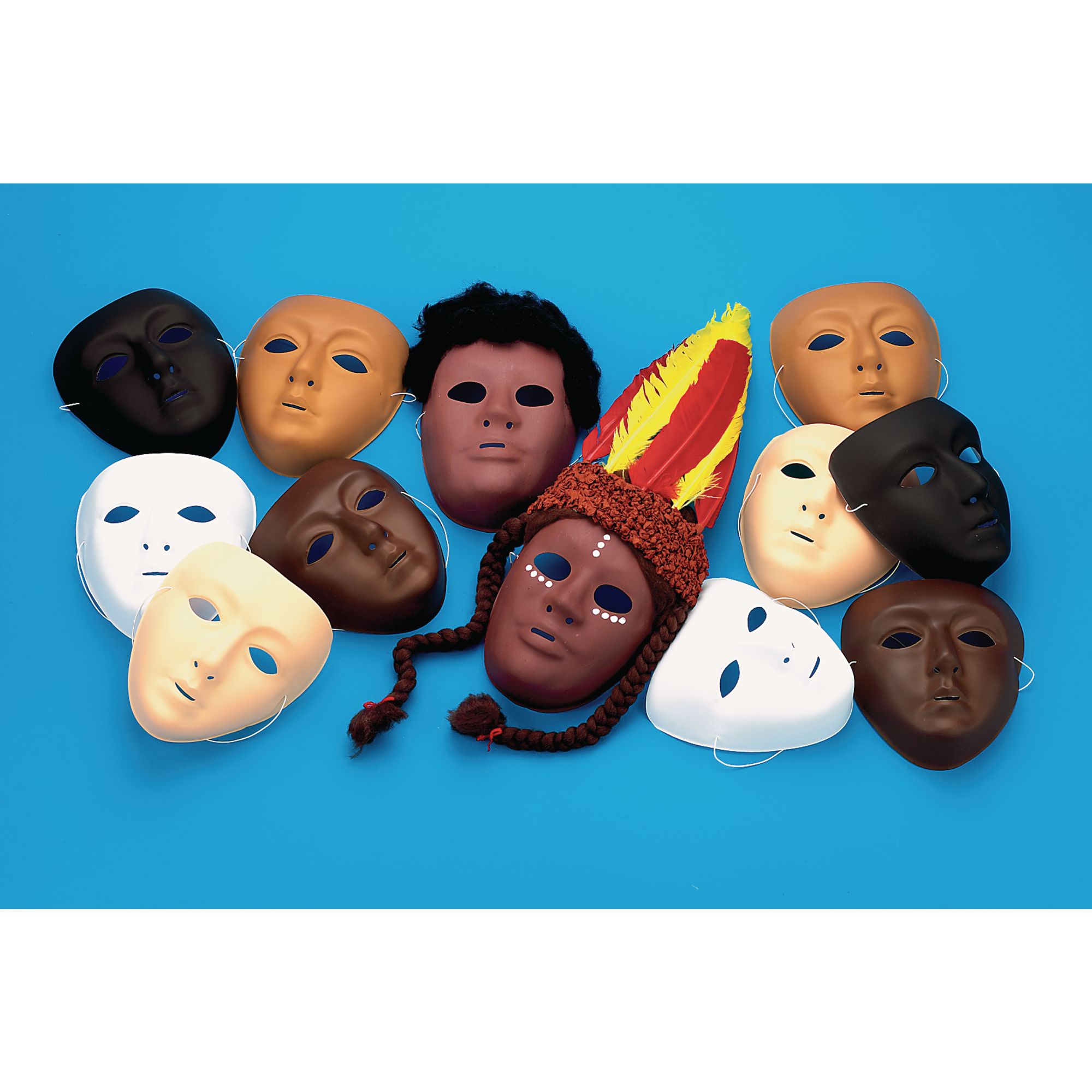 Multicultural Plastic Face Masks Pack Of 10 Findel International