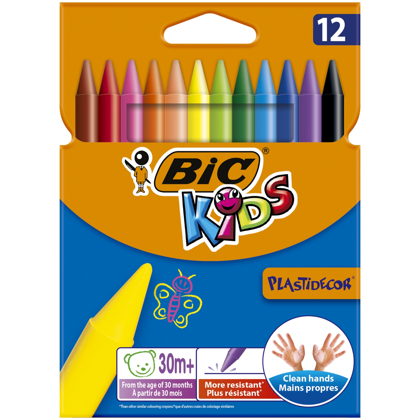 Bic Kids Plastidecor Crayons - Assorted - Pack of 12