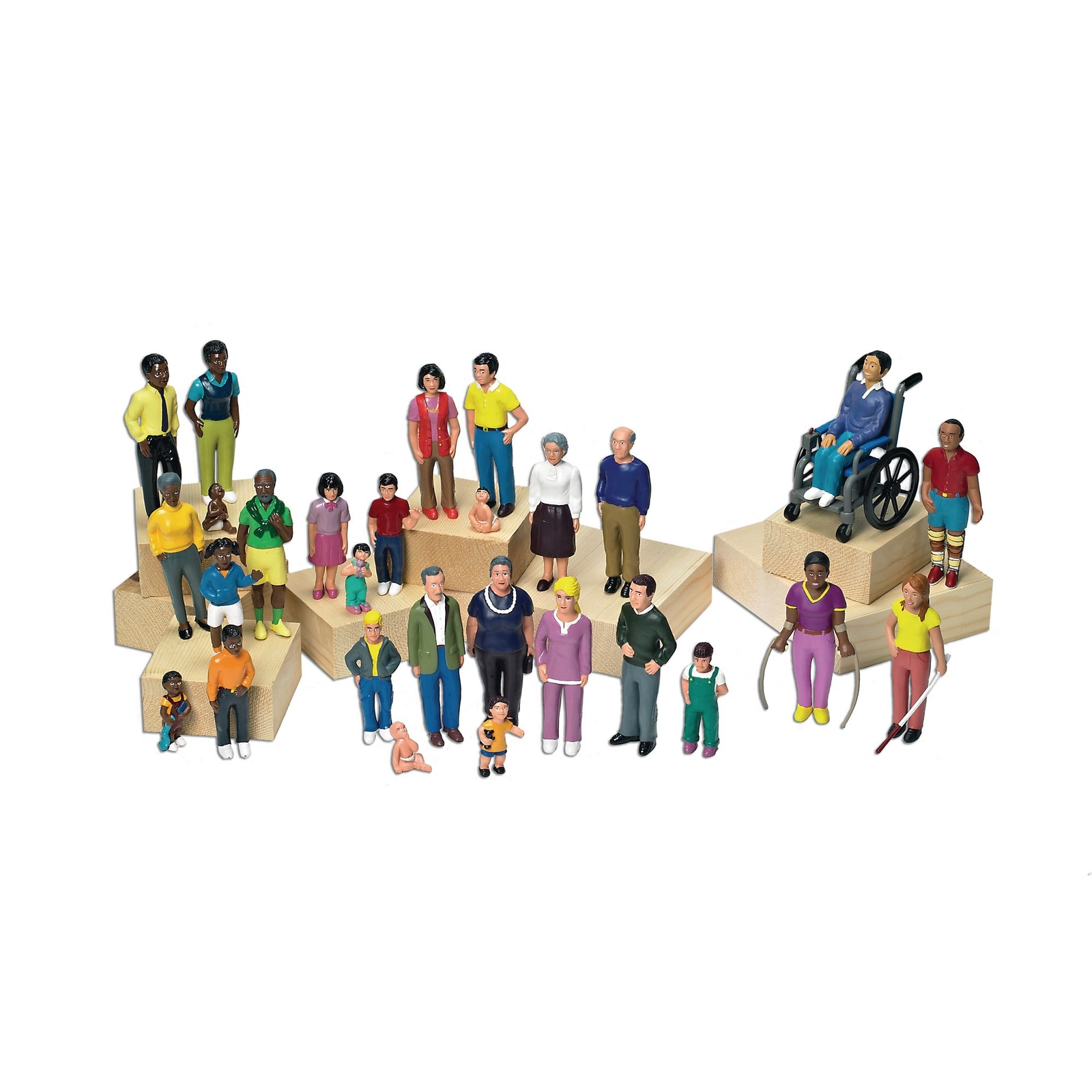 Miniland Block Play People - Family with Light Brown Skin -Pack x 8