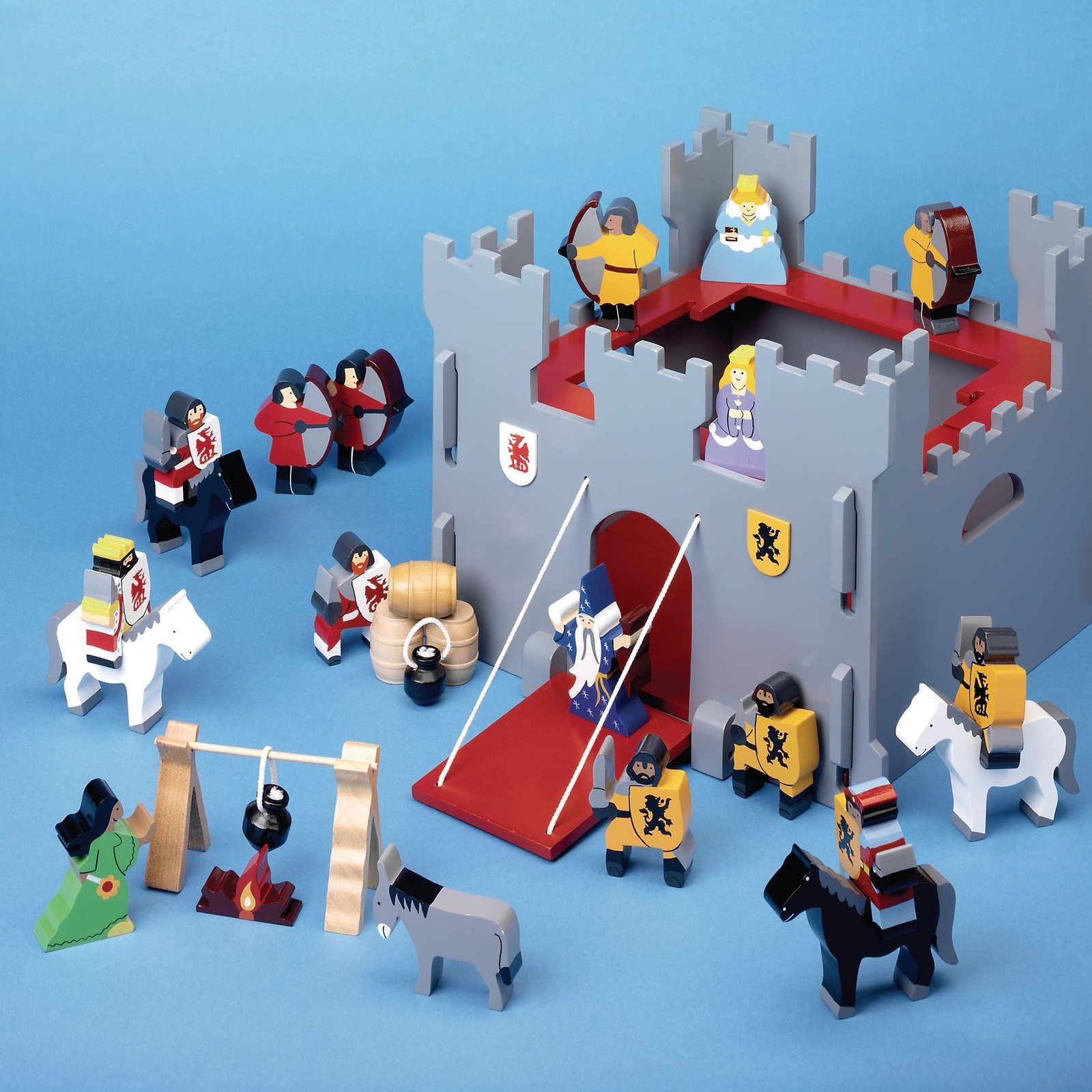 Wooden Medieval Castle and Figures