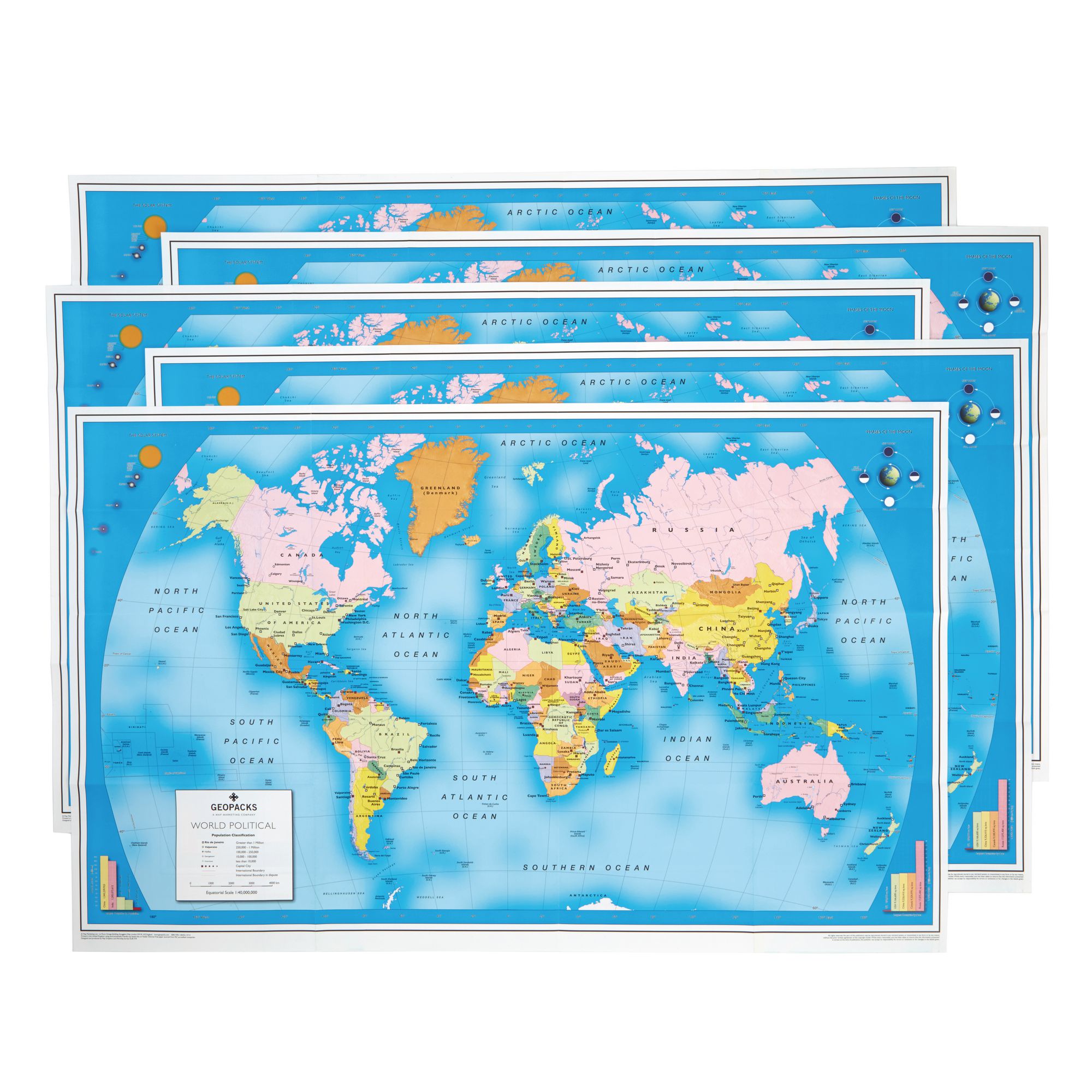 political world map pack of 5 education world maps