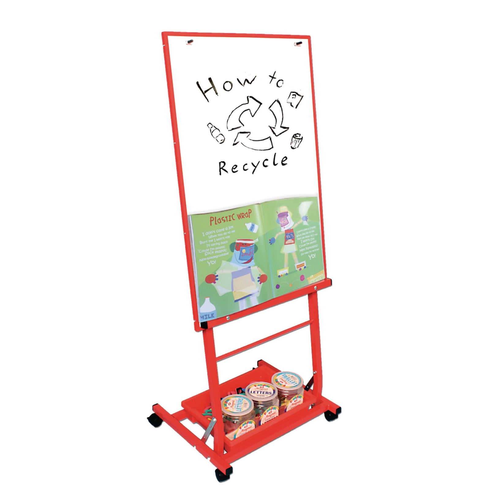 Single Boarded Mobile Easel 'Portrait Style' - Red