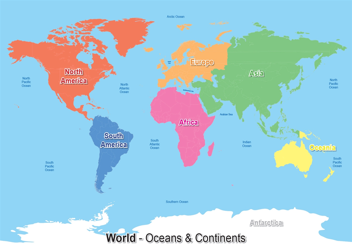 WG3607A - World Maps - Continents & Oceans | Findel Dryad UAE