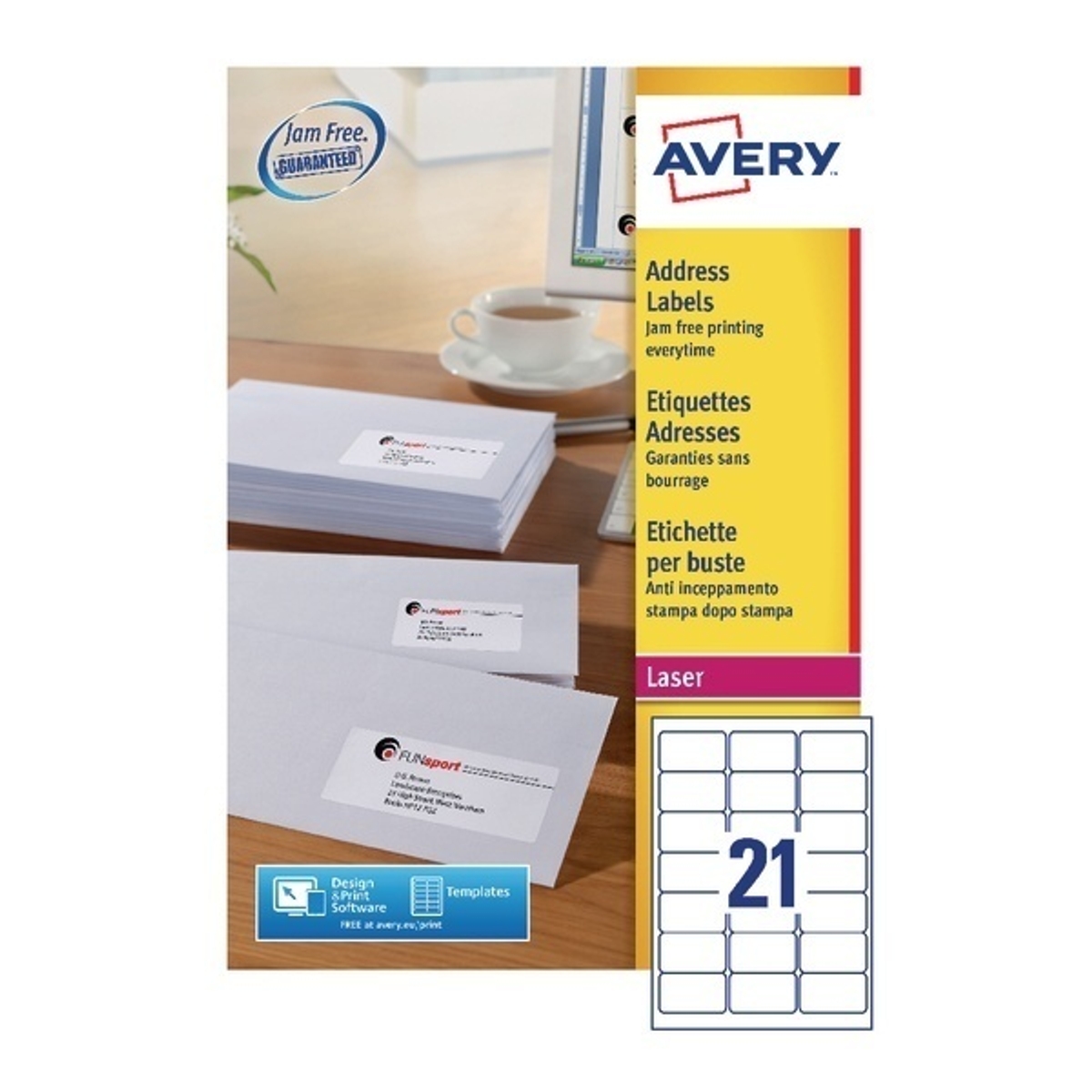 Avery Laser Labels - 21 Per Sheet L7160 - Pack of 100 | DRYL7160AV