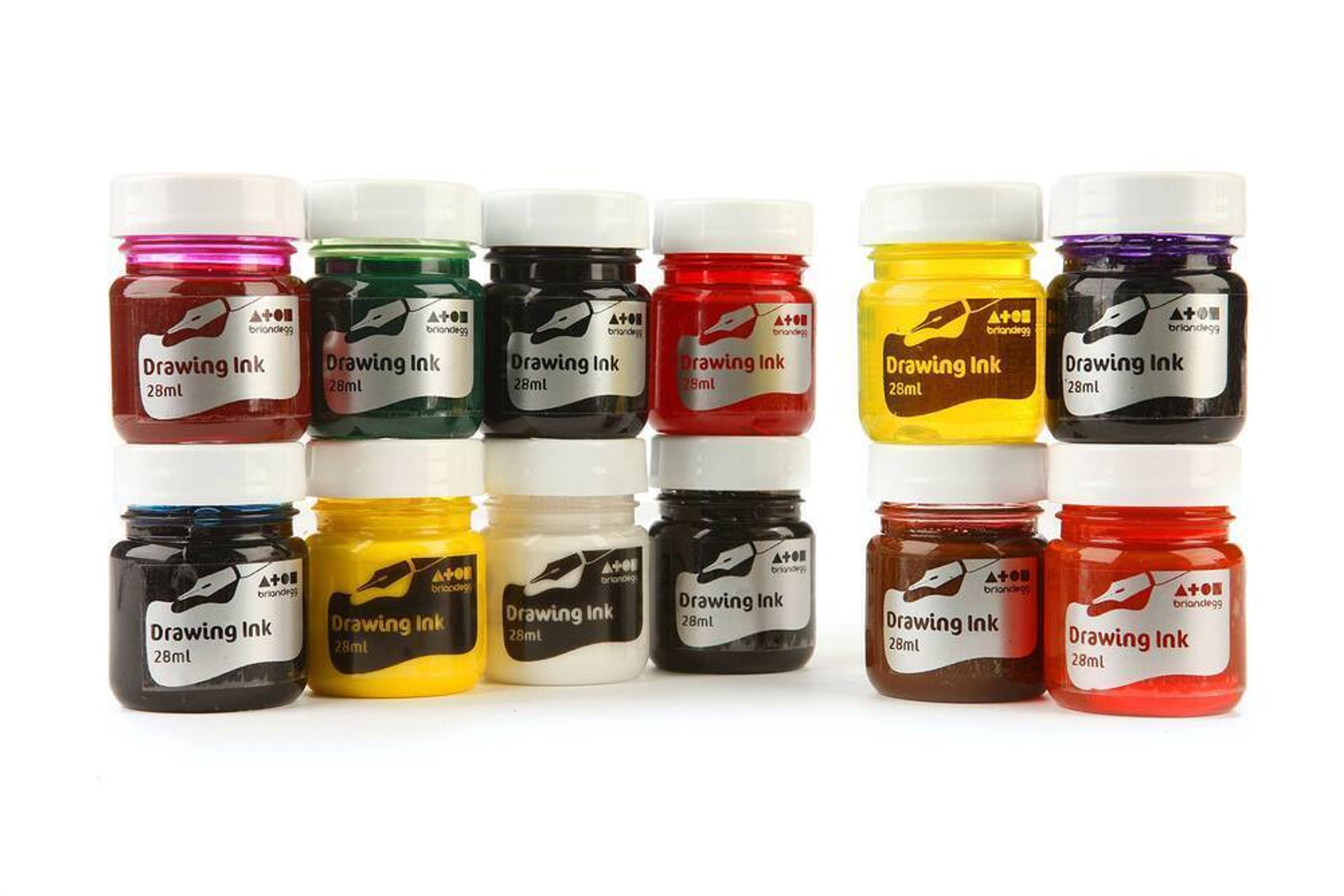 Drawing Ink 28ml Assorted Colours - Pack of 12 | DRYDW2812 | Findel Dryad